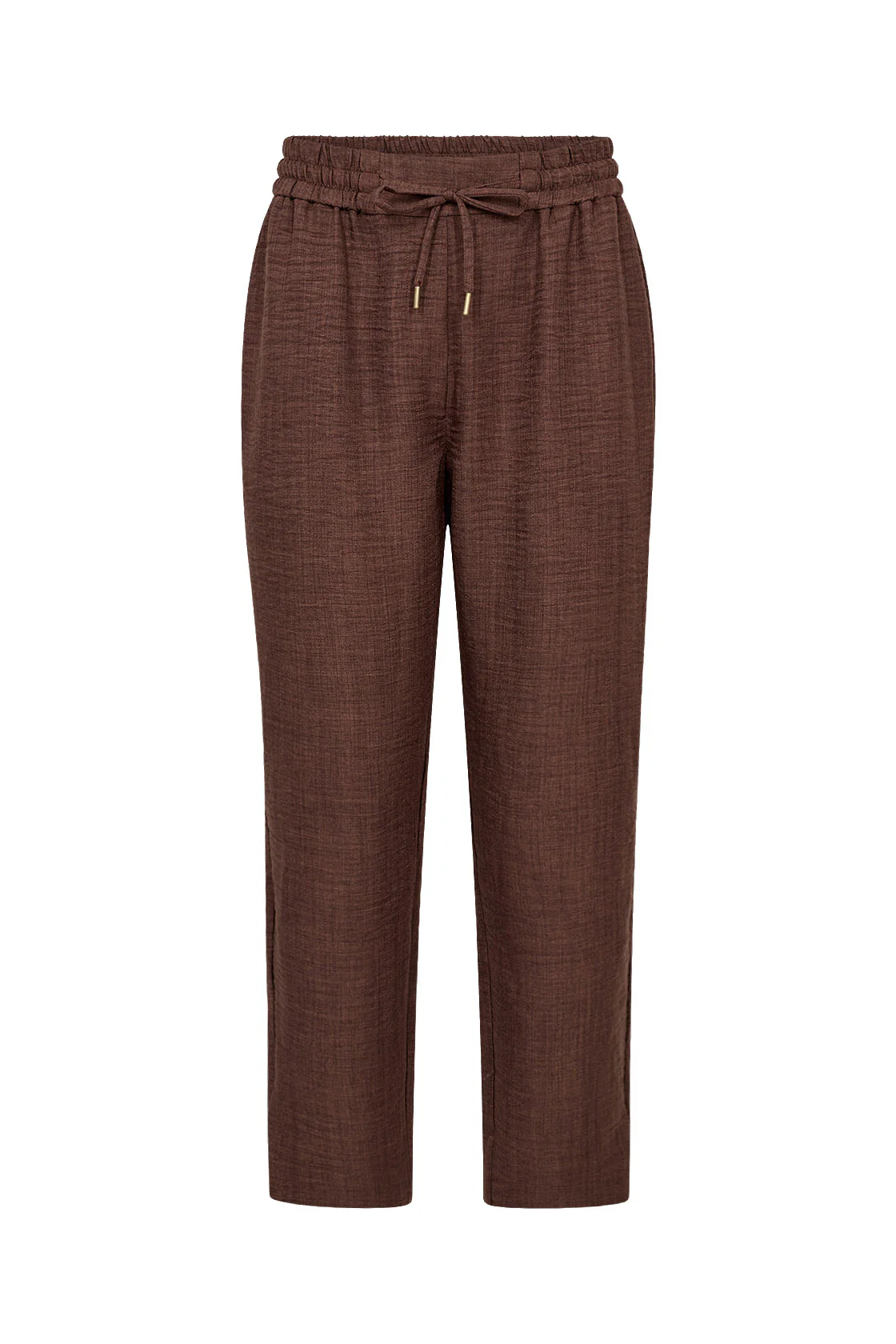 Charissa Cropped Stretch Waist Trousers - Rocky Road