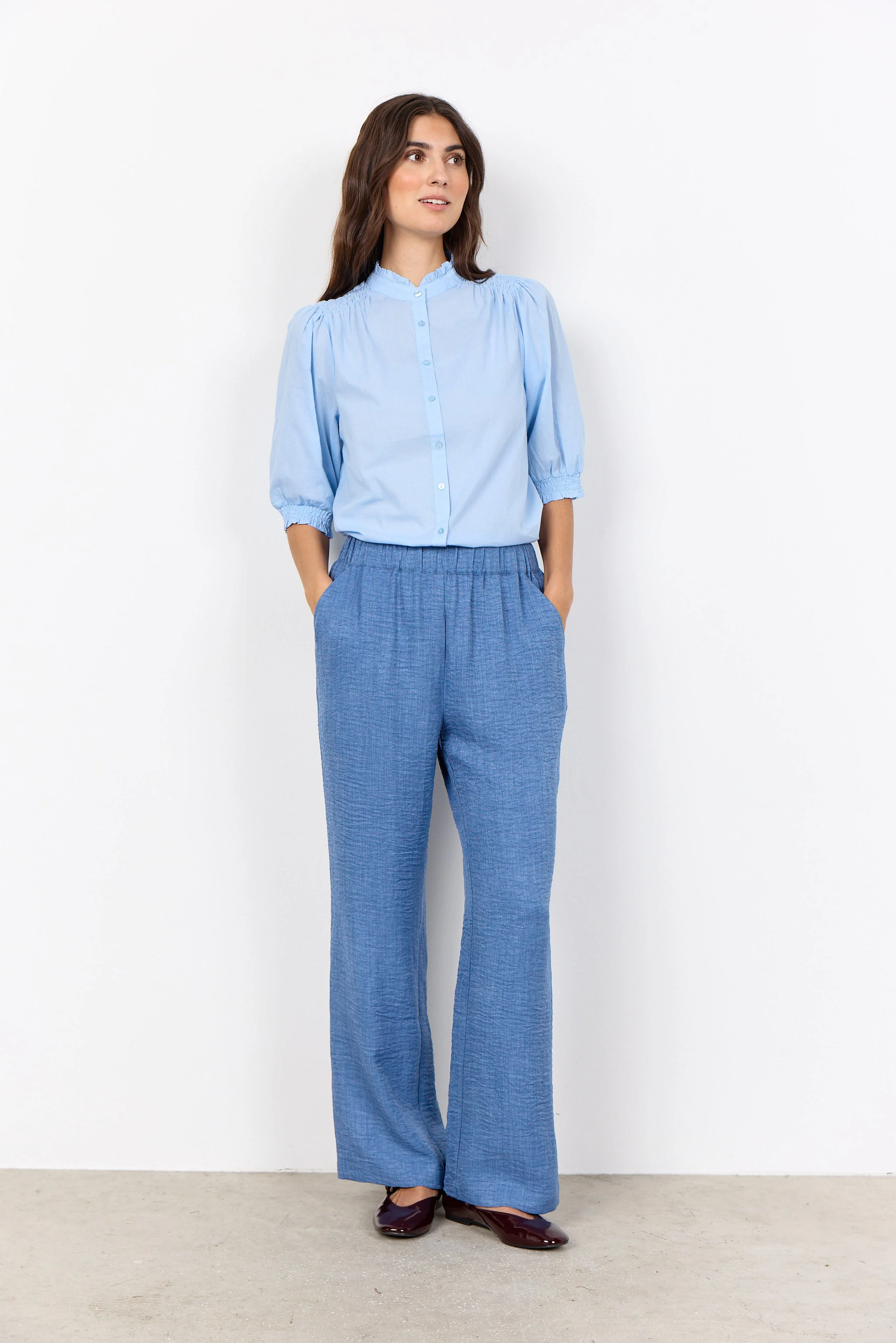 Charissa Stretch Waist Trousers - Colony Blue - Image 2