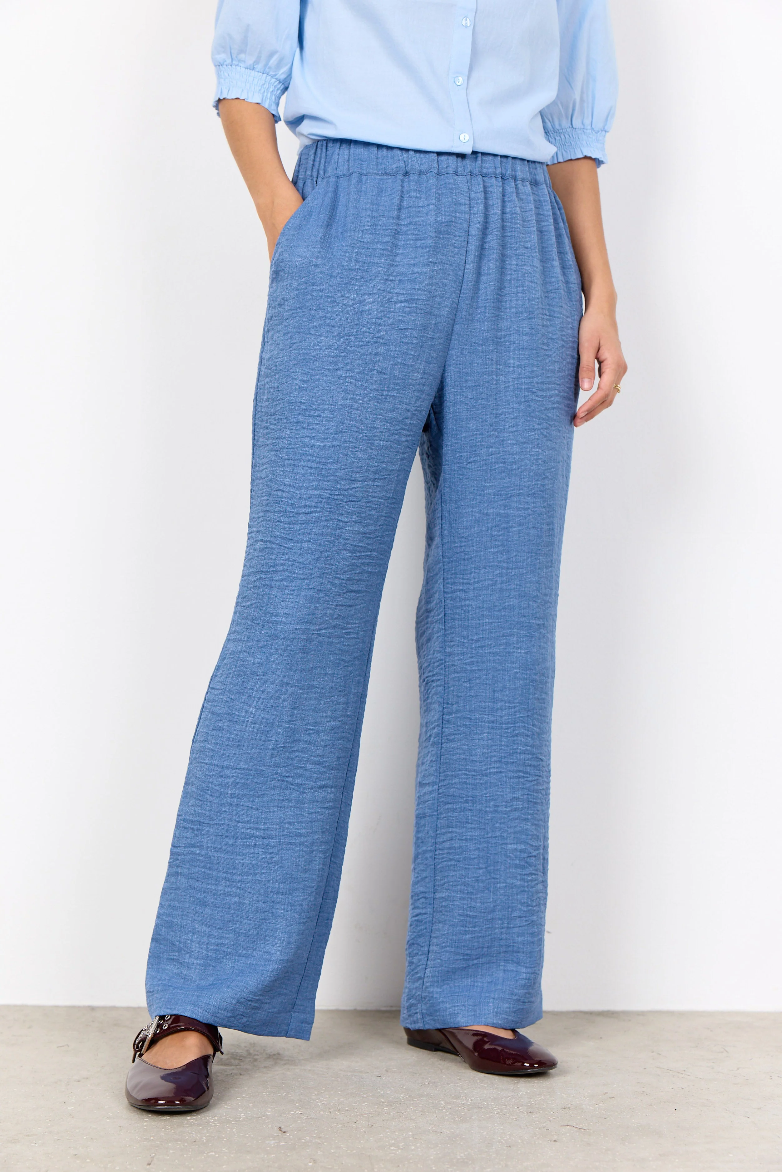 Charissa Stretch Waist Trousers - Colony Blue - Image 3