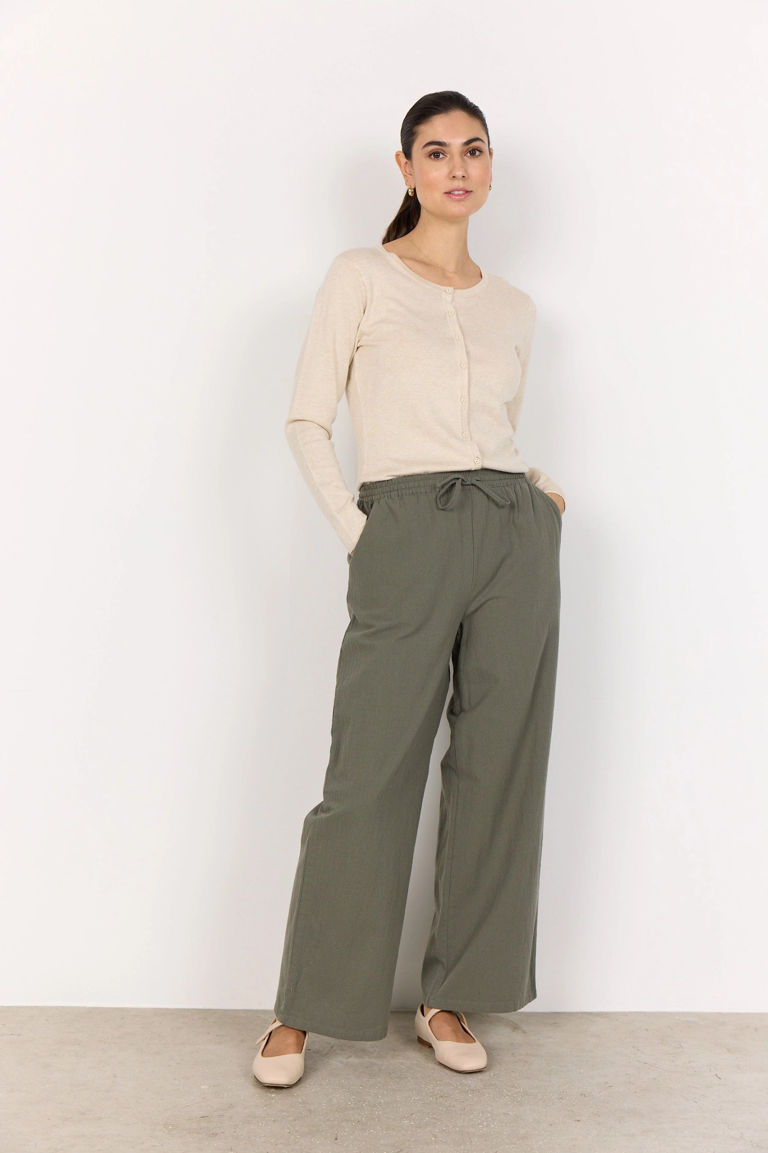 Cissie Cotton Trousers - Misty Green - Image 2