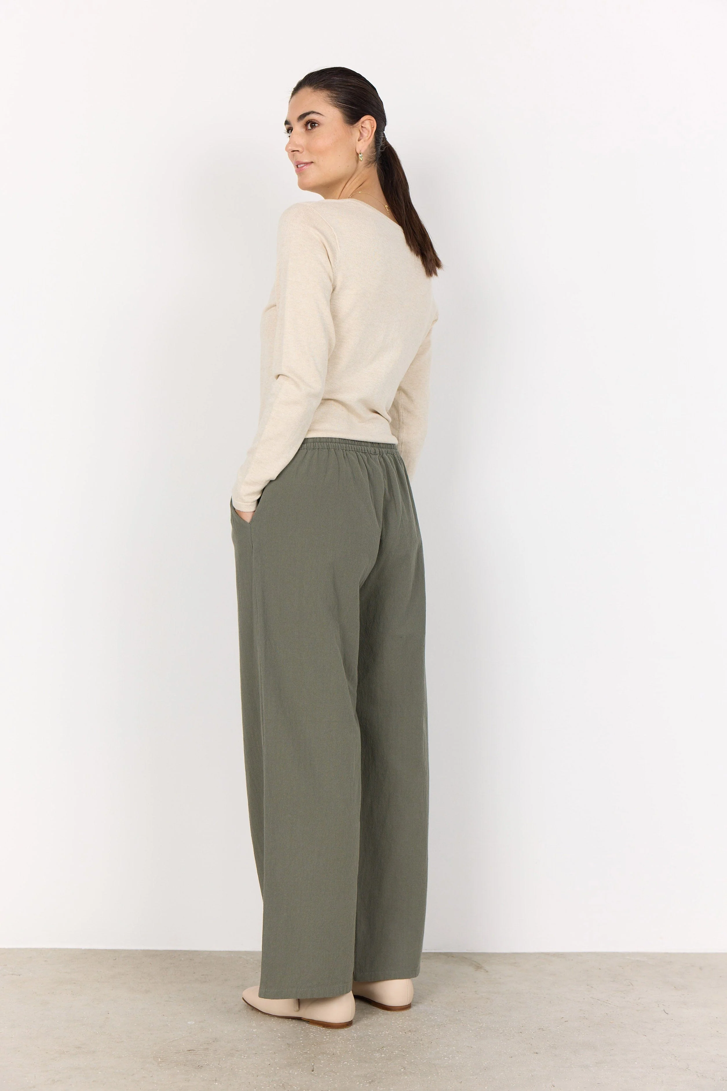 Cissie Cotton Trousers - Misty Green - Image 3