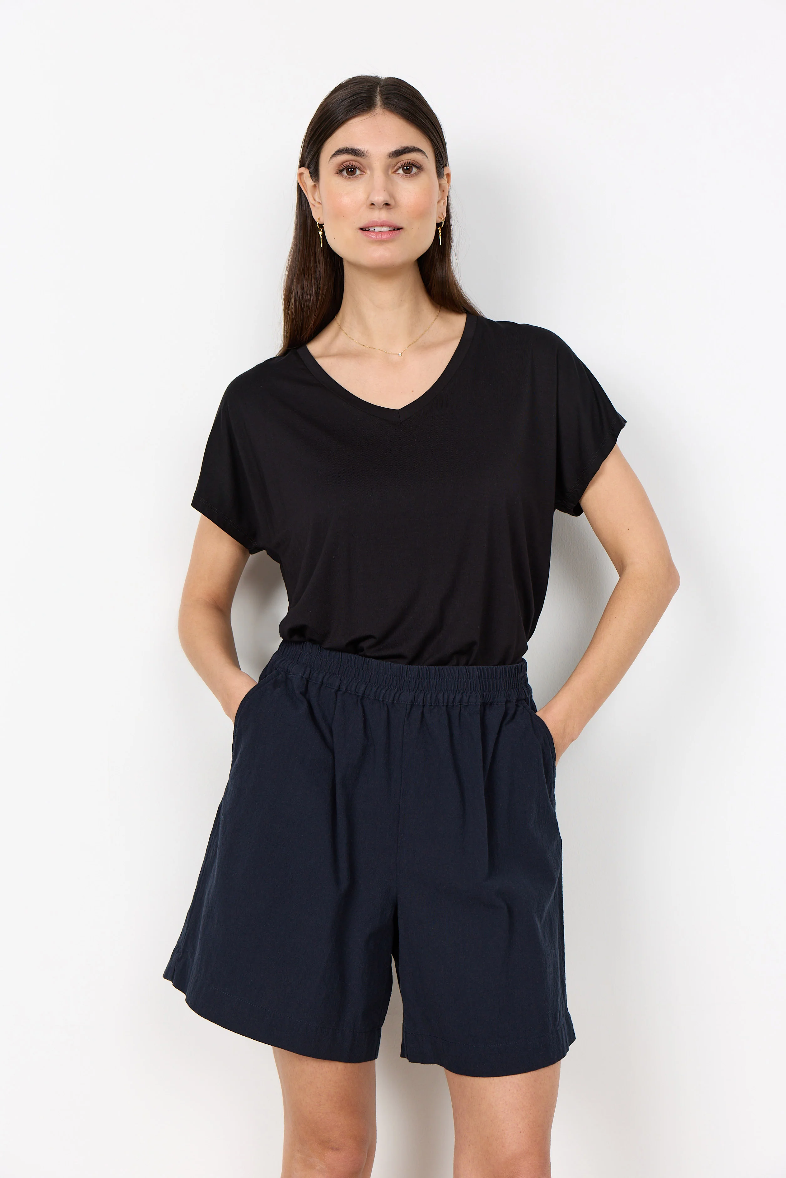Cissie Elasticated Waist Shorts - Navy - Image 2