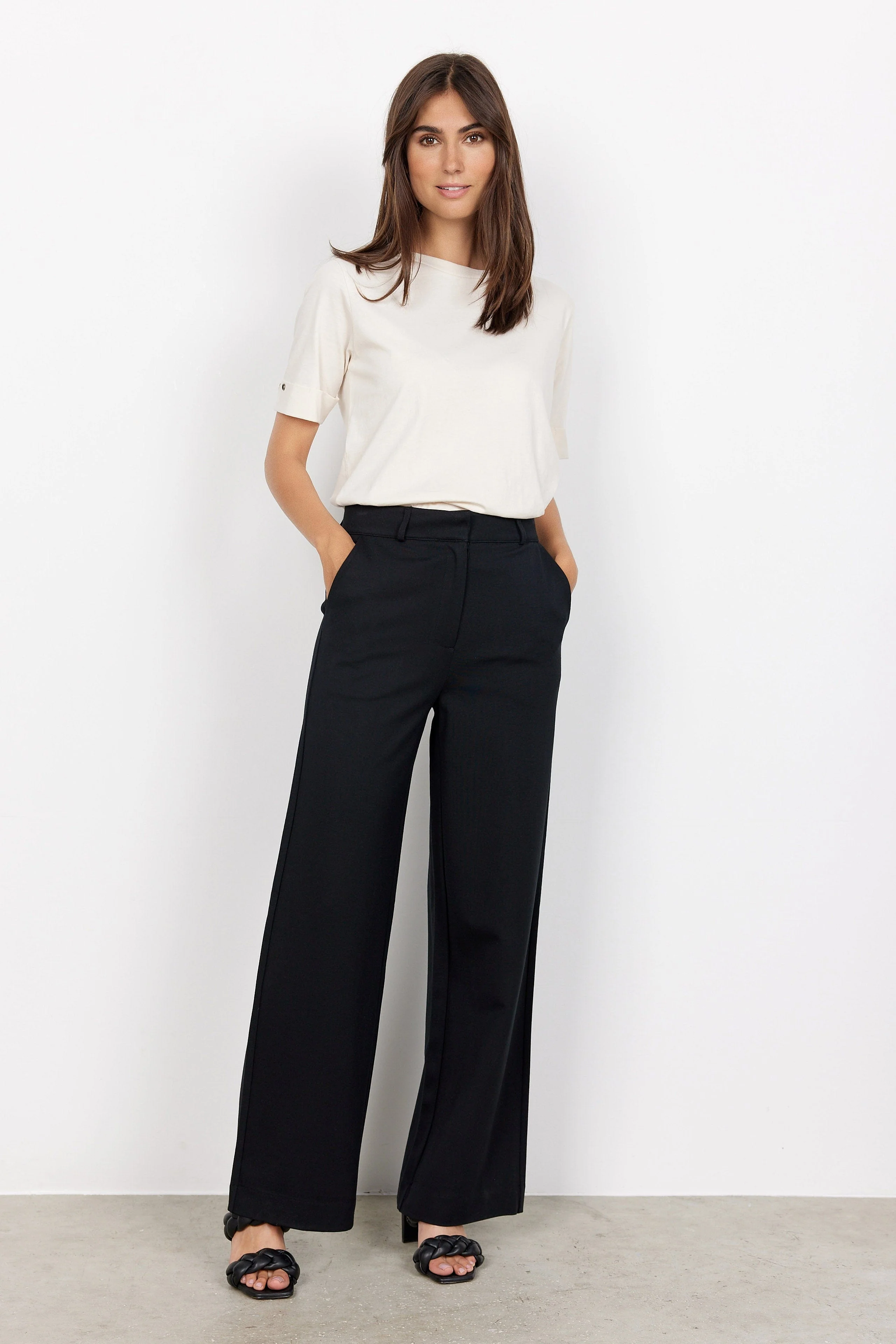 Daniela Jersey Wide Leg Trousers - Black - Image 2