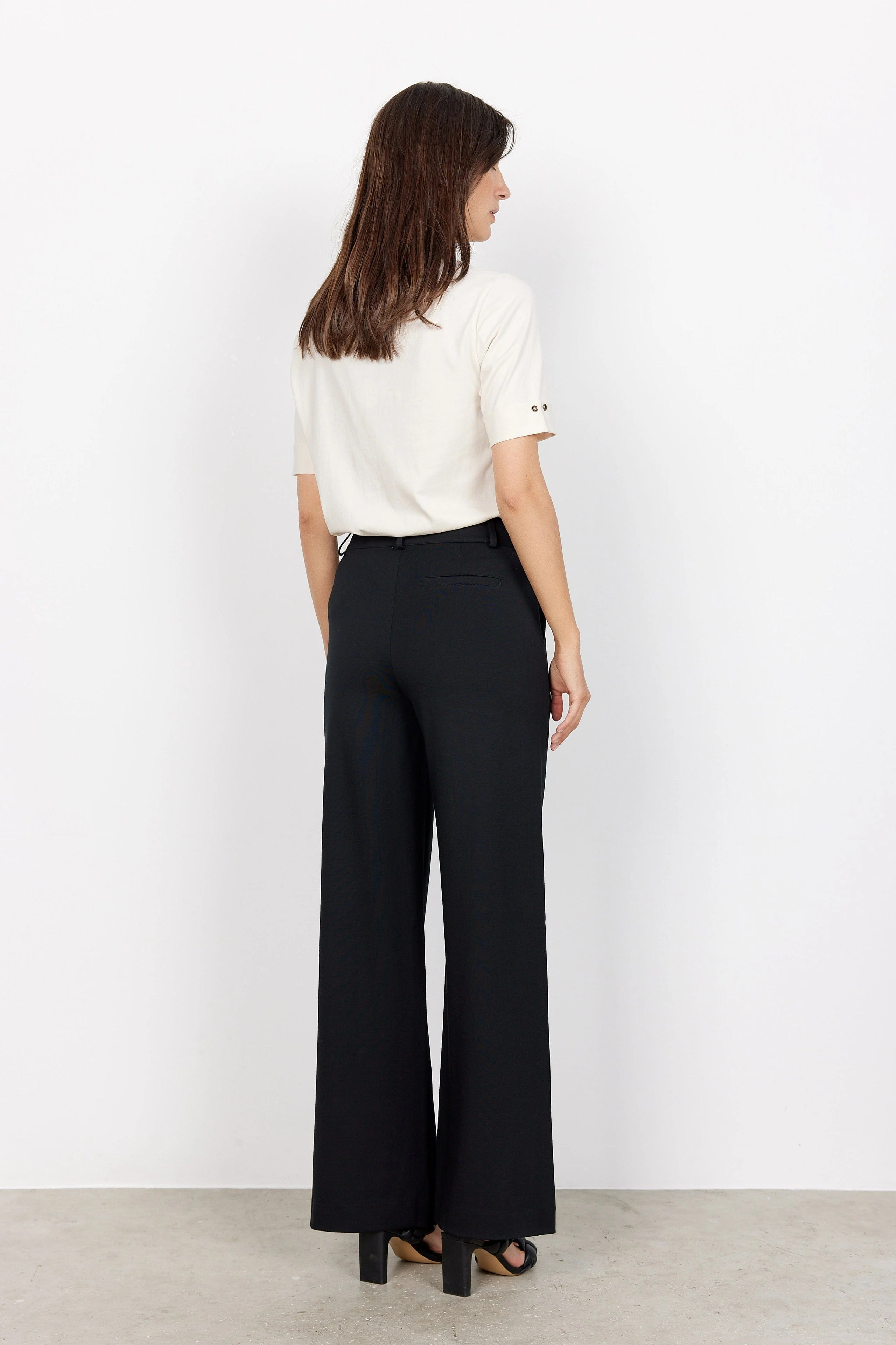 Daniela Jersey Wide Leg Trousers - Black - Image 3