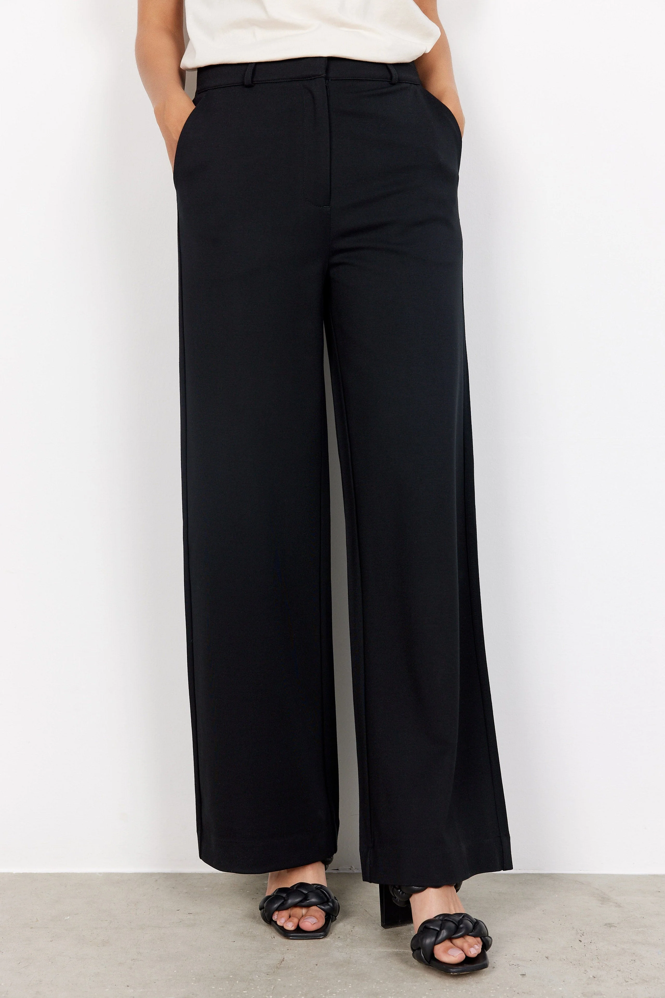 Daniela Jersey Wide Leg Trousers - Black - Image 4