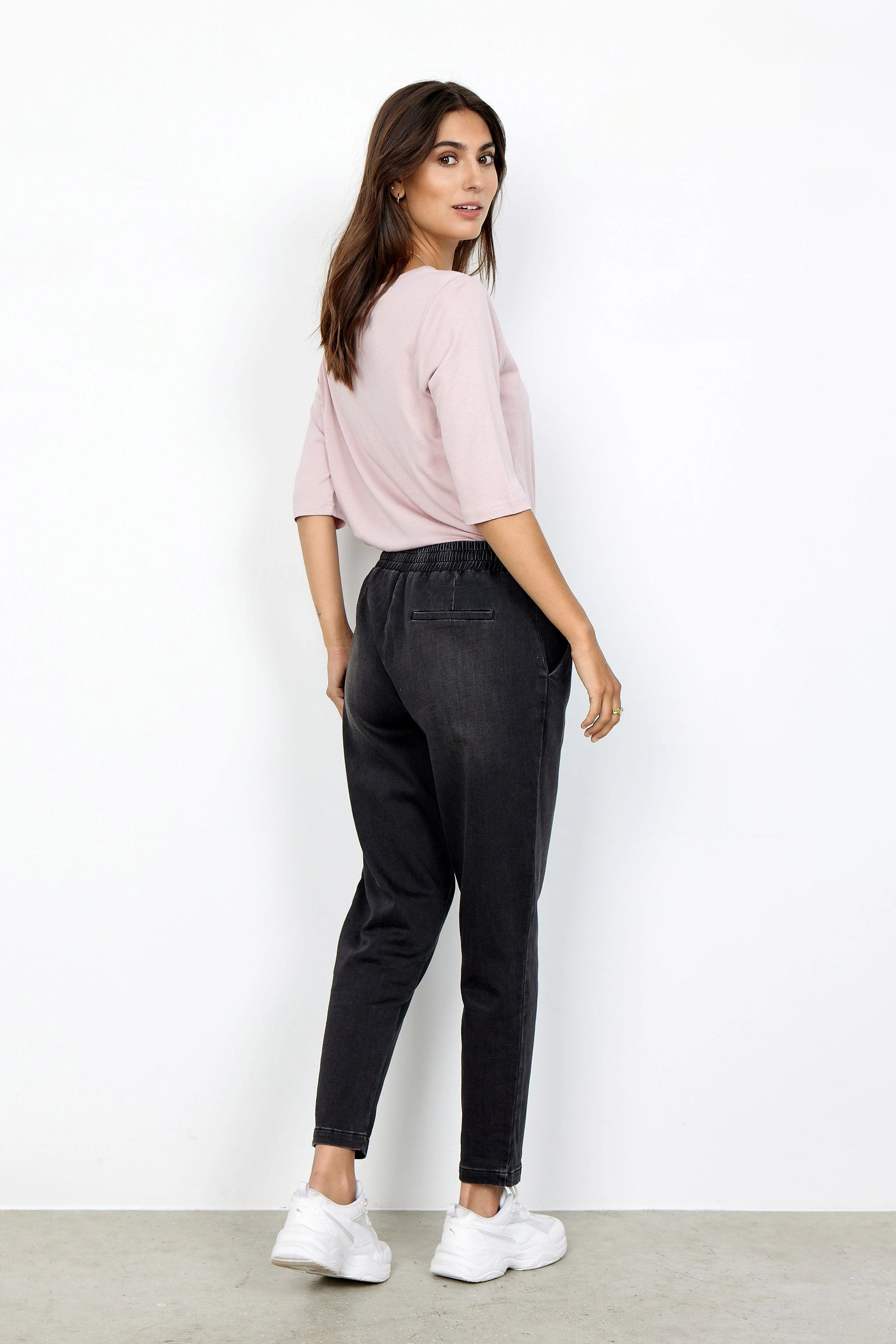 Denver Demin-Effect Trousers - Dark Grey Denim - Image 3