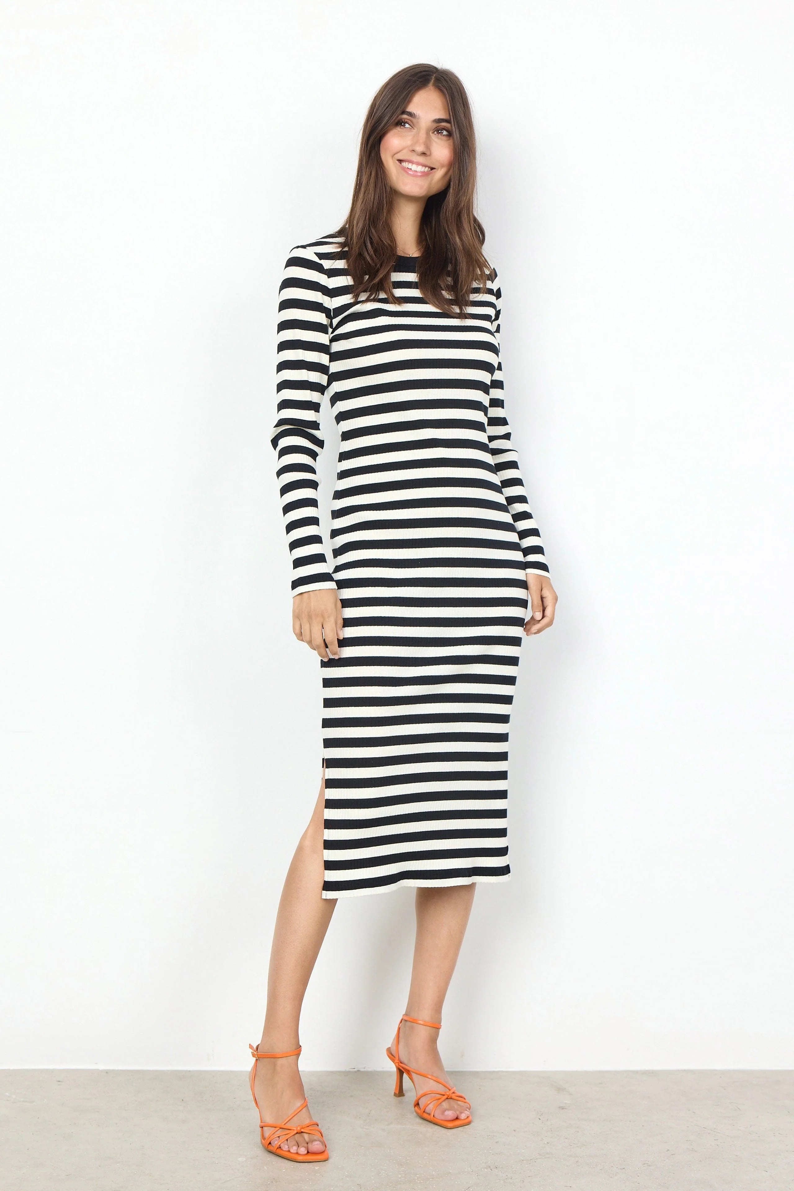 Djaka Stripe Jersey Midi Dress - Black Combi - Image 2