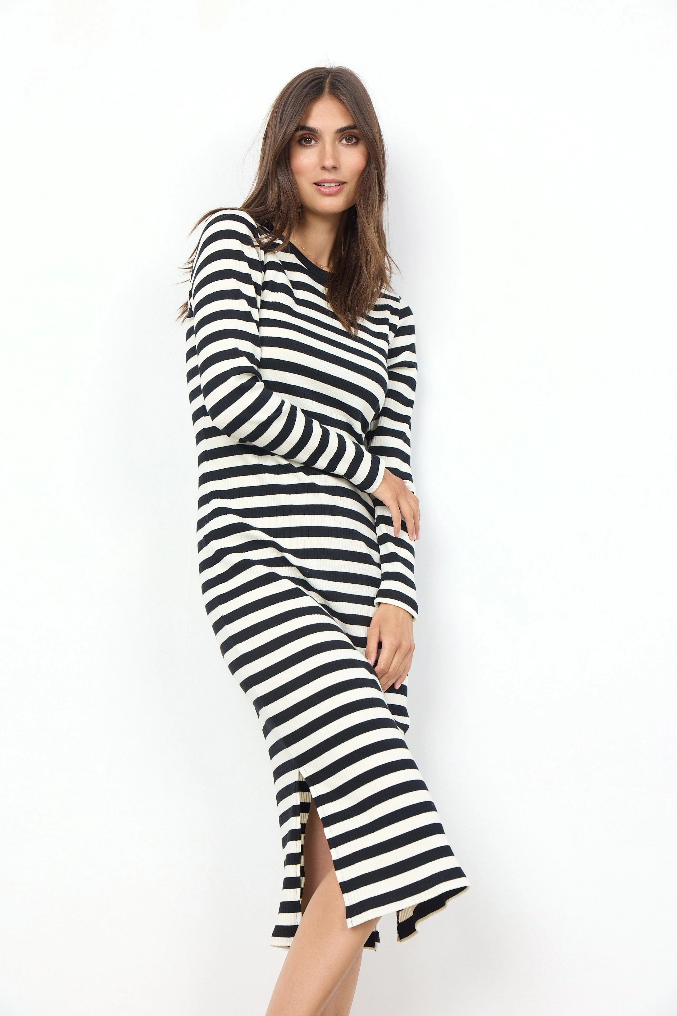 Djaka Stripe Jersey Midi Dress - Black Combi - Image 3