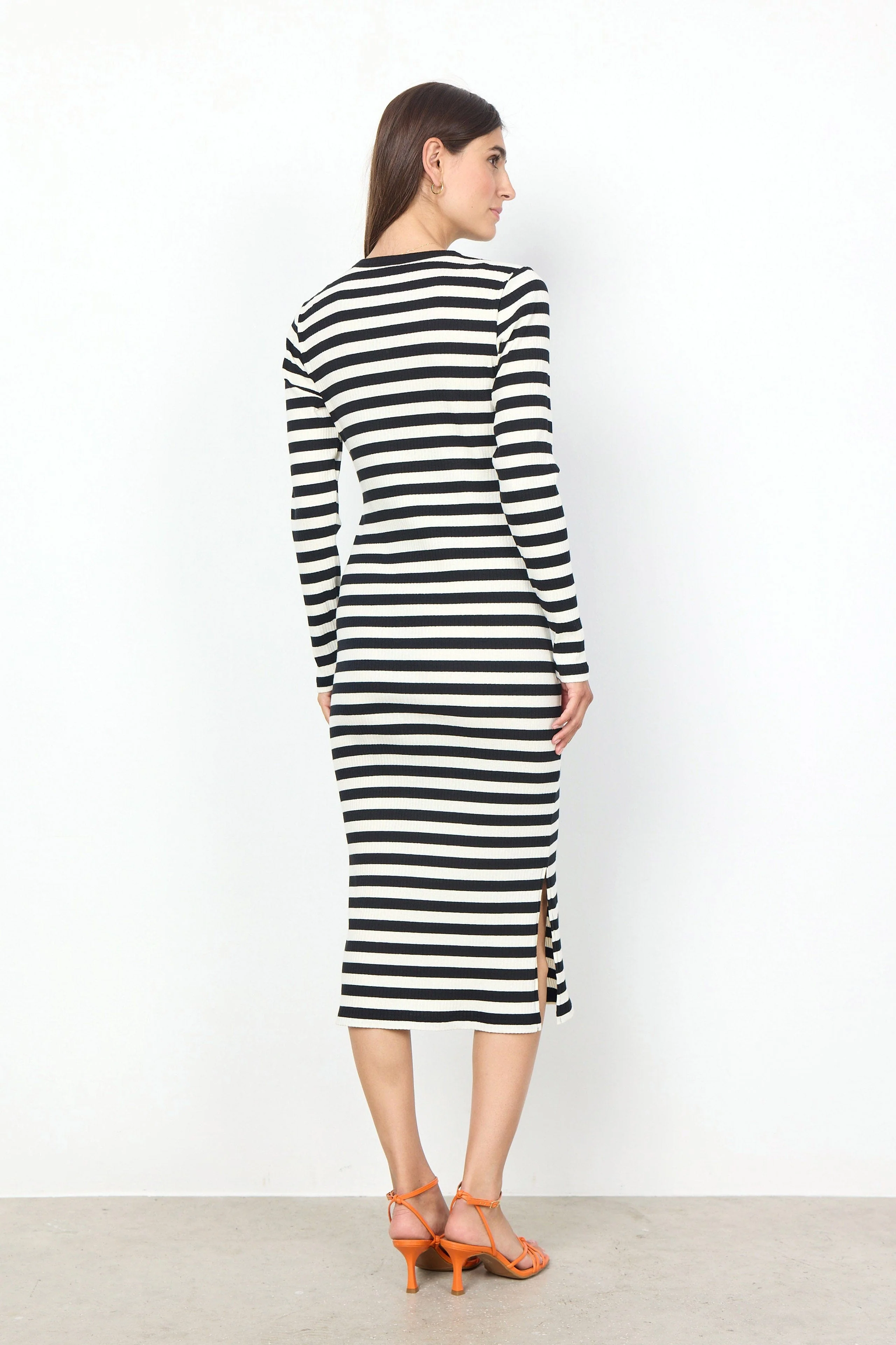 Djaka Stripe Jersey Midi Dress - Black Combi - Image 4