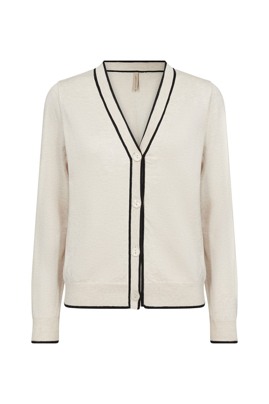 Dollie Black Trim Cardigan - Cream Melange Combi