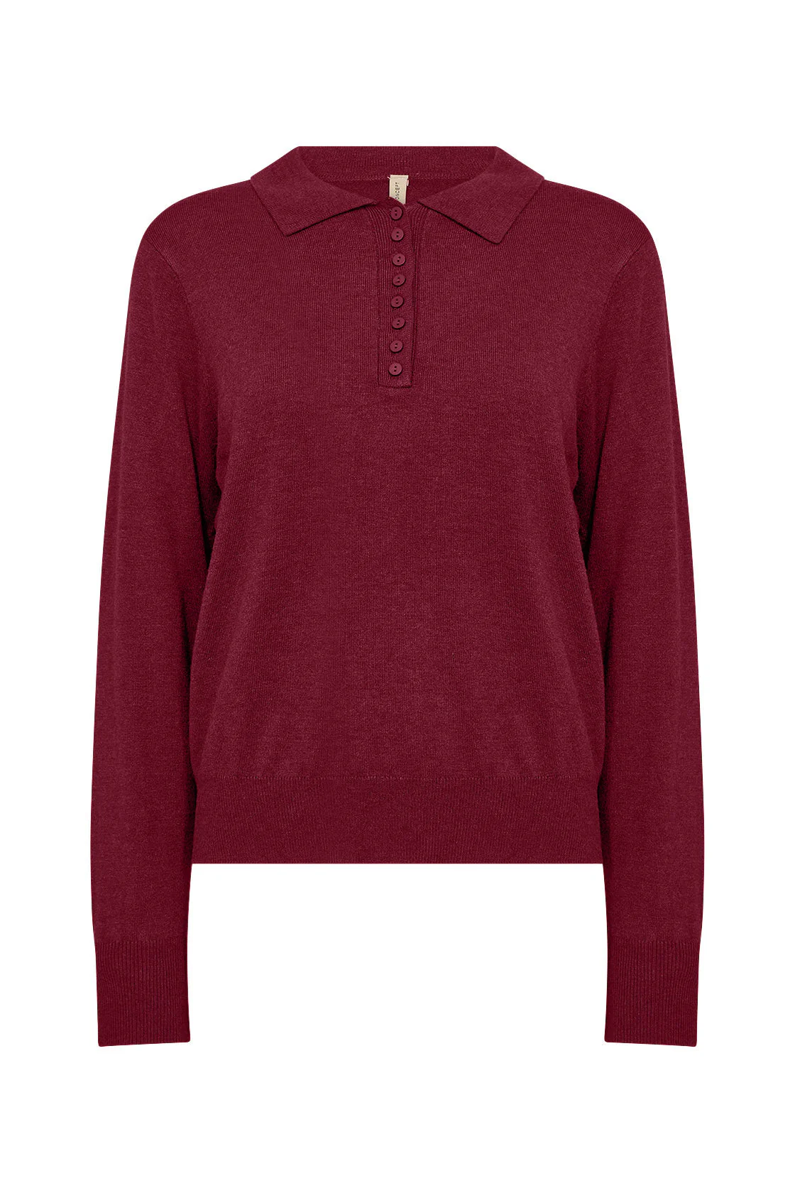 Dollie Collared Neckline Jumper - Dark Red Melange