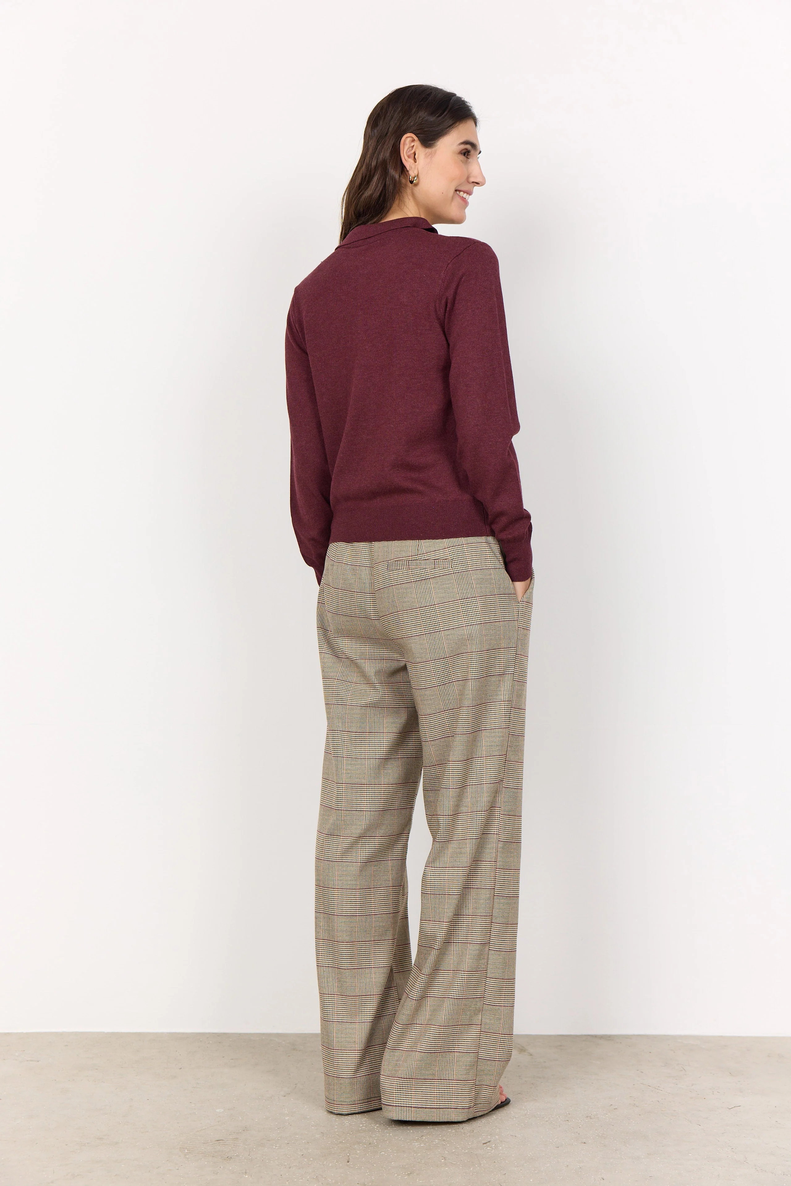 Dollie Collared Neckline Jumper - Dark Red Melange - Image 3