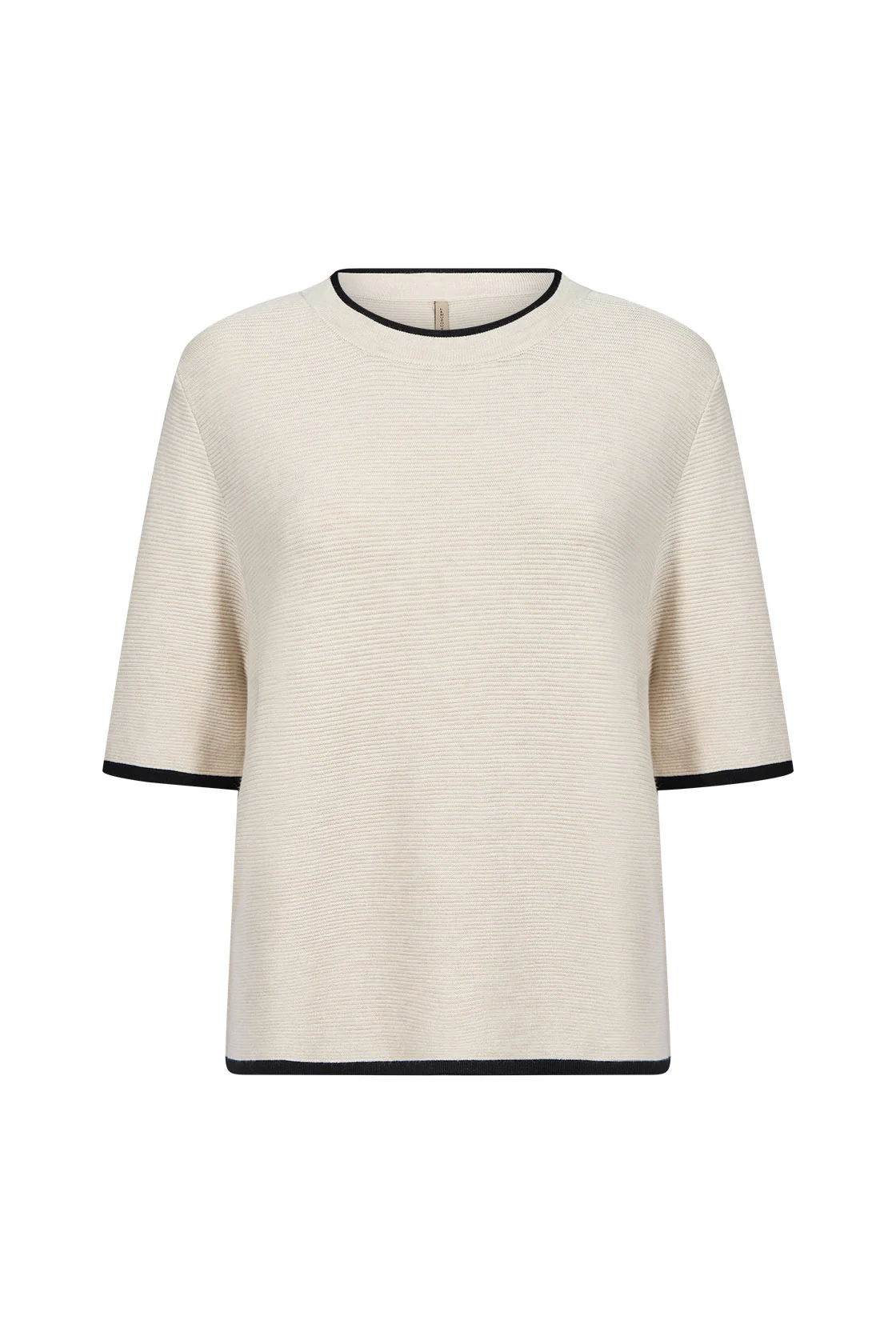 Dollie Knit Contrast Trim Short Sleeve Jumper - Cream Melange