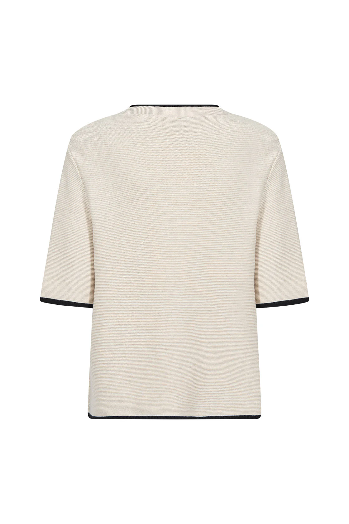 Dollie Knit Contrast Trim Short Sleeve Jumper - Cream Melange - Image 5