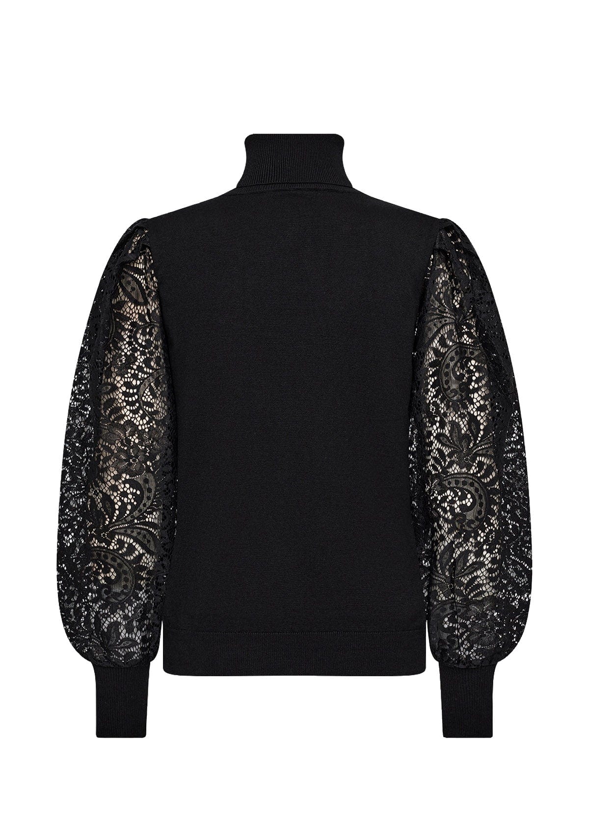 Dollie Knitted Jumper with Lace Sleeves - Black - Image 5