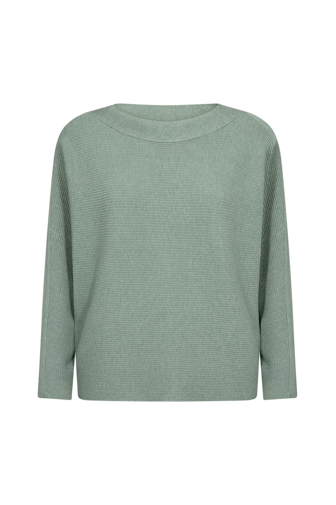 Dollie Knitted Rib Jumper - Mineral Green Melange