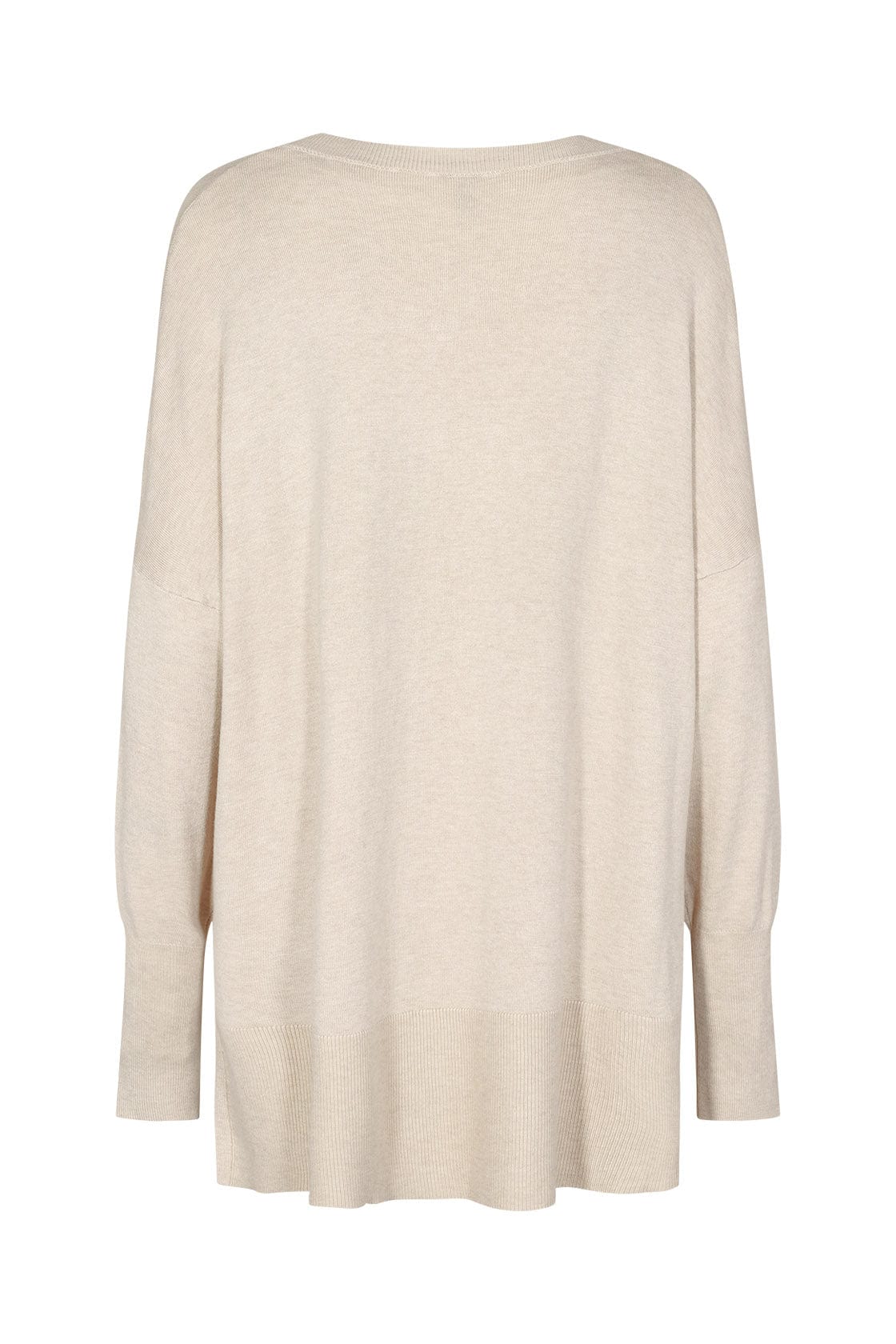 Dollie Long Line V Neck Jumper - Cream Melange - Image 4
