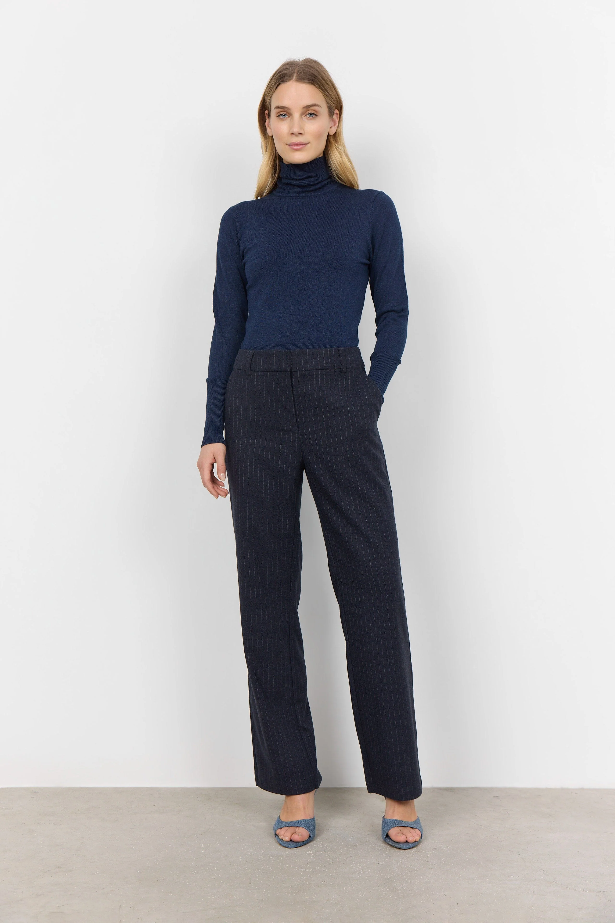 Dollie Roll Neck Jumper - Blue Iris Melange - Image 2