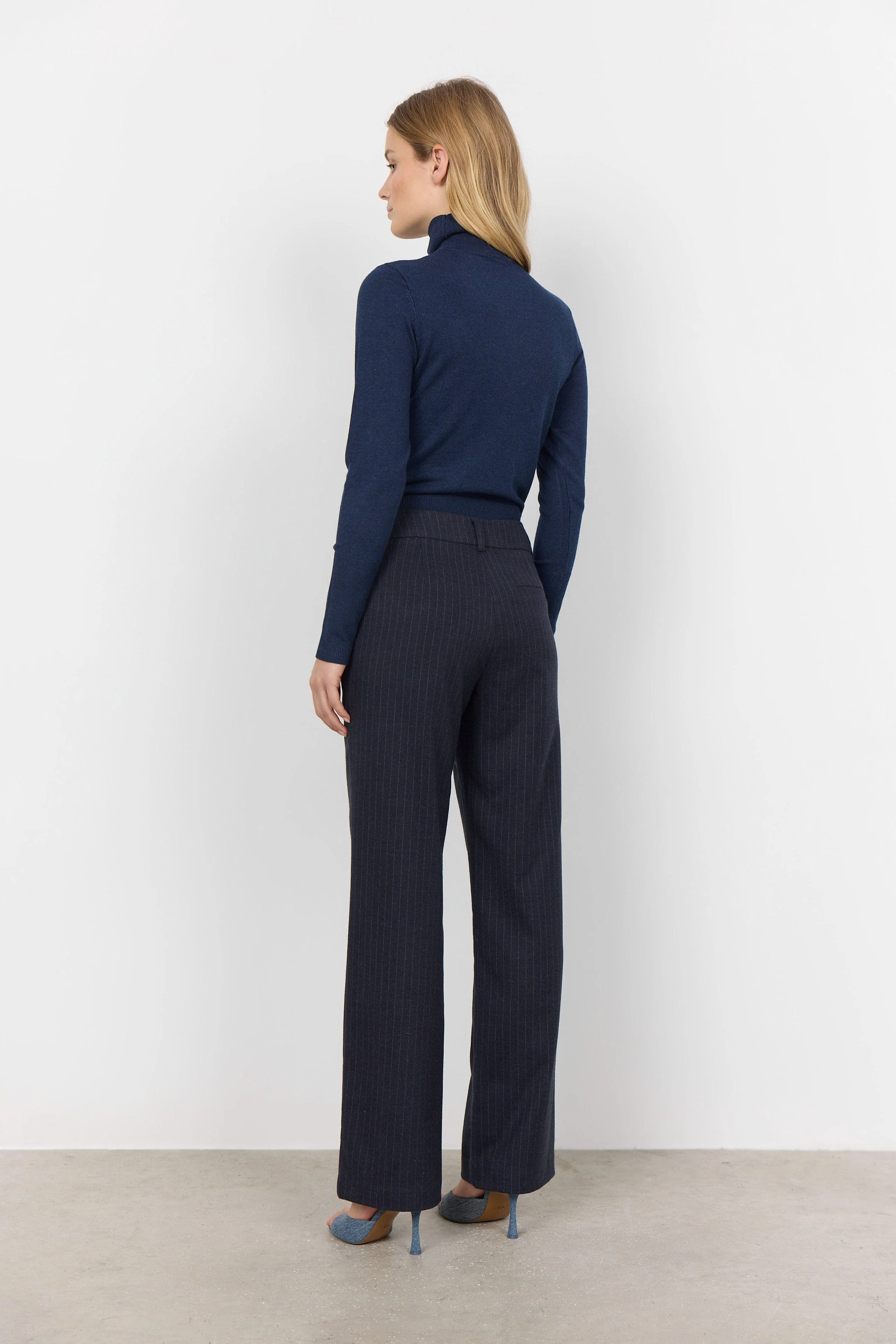 Dollie Roll Neck Jumper - Blue Iris Melange - Image 3