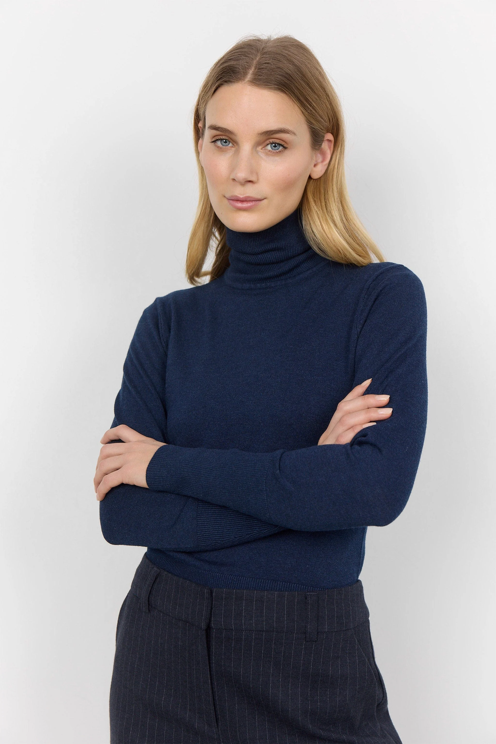Dollie Roll Neck Jumper - Blue Iris Melange - Image 4