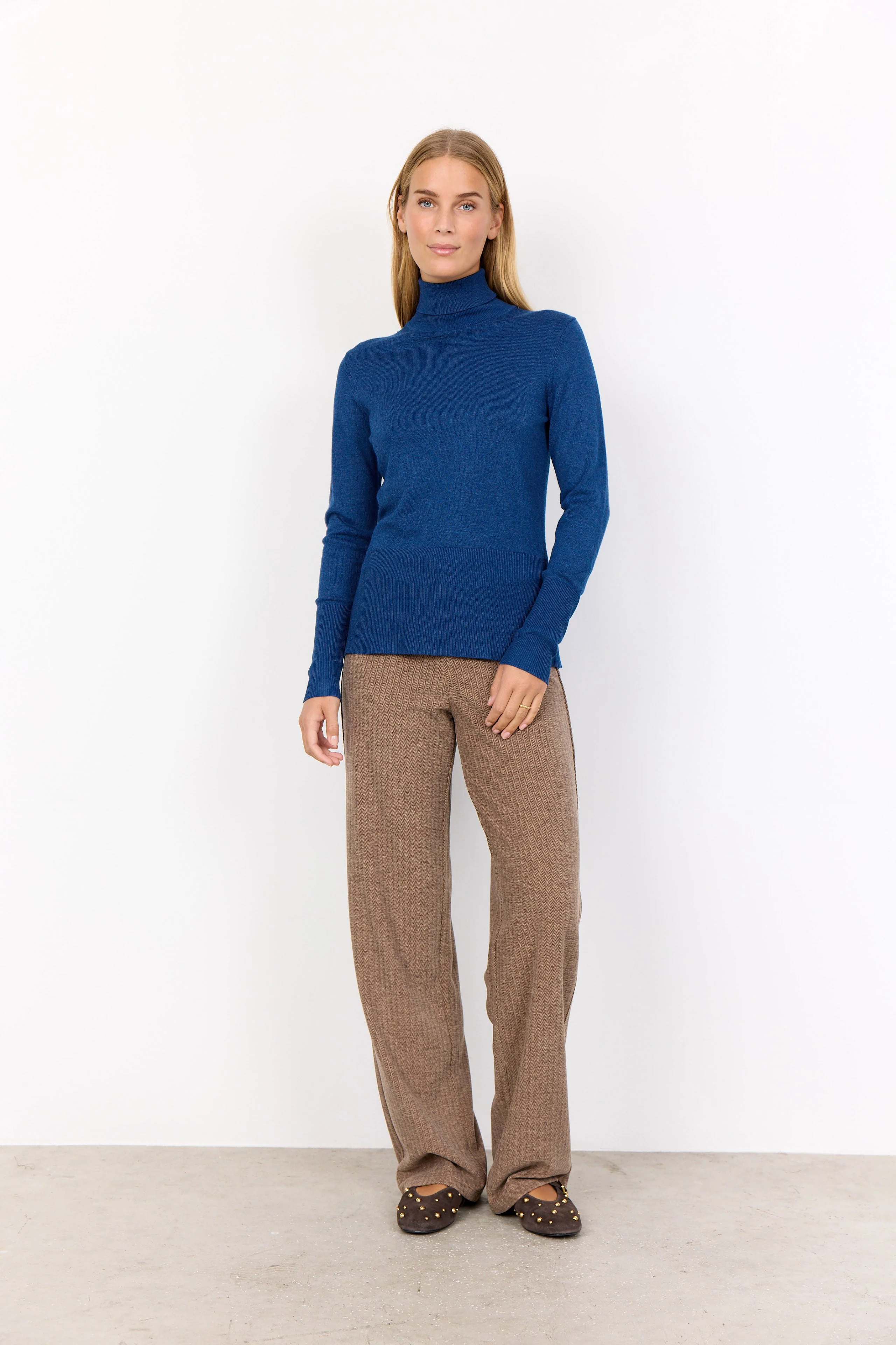 Dollie Roll Neck Jumper - Estate Blue Melange - Image 2