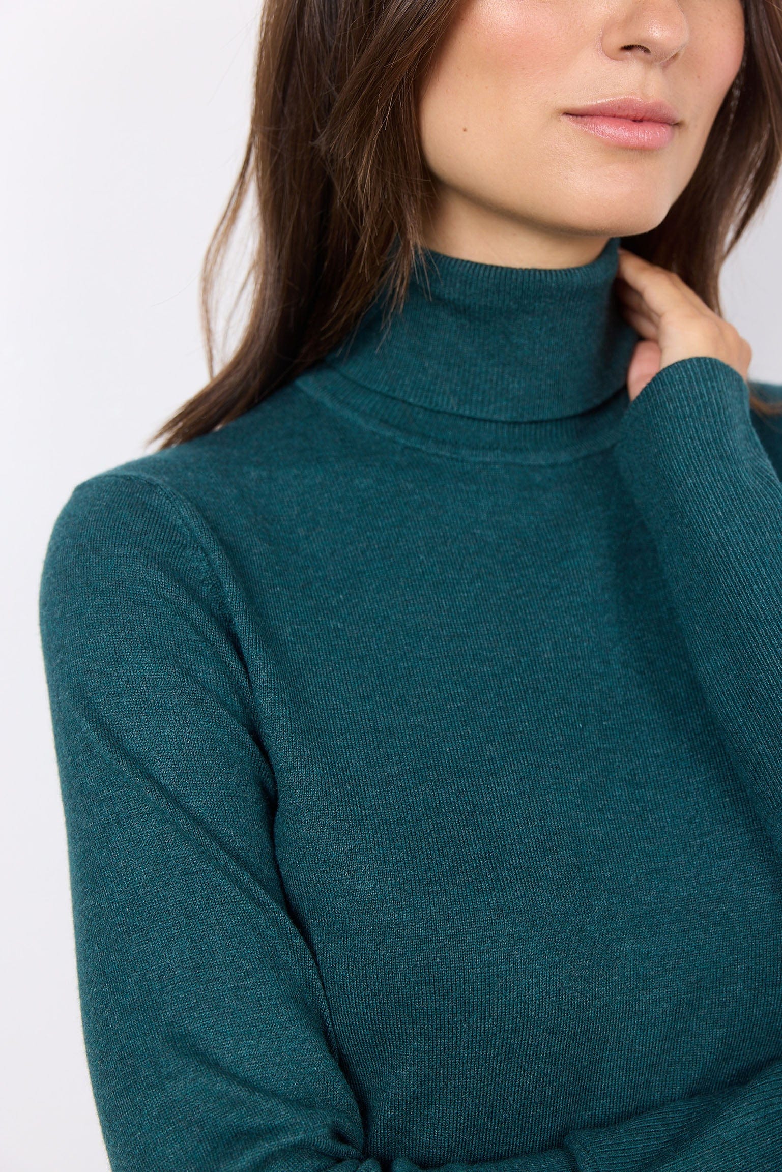 Dollie Roll Neck Jumper - Shady Green Melange - Image 5