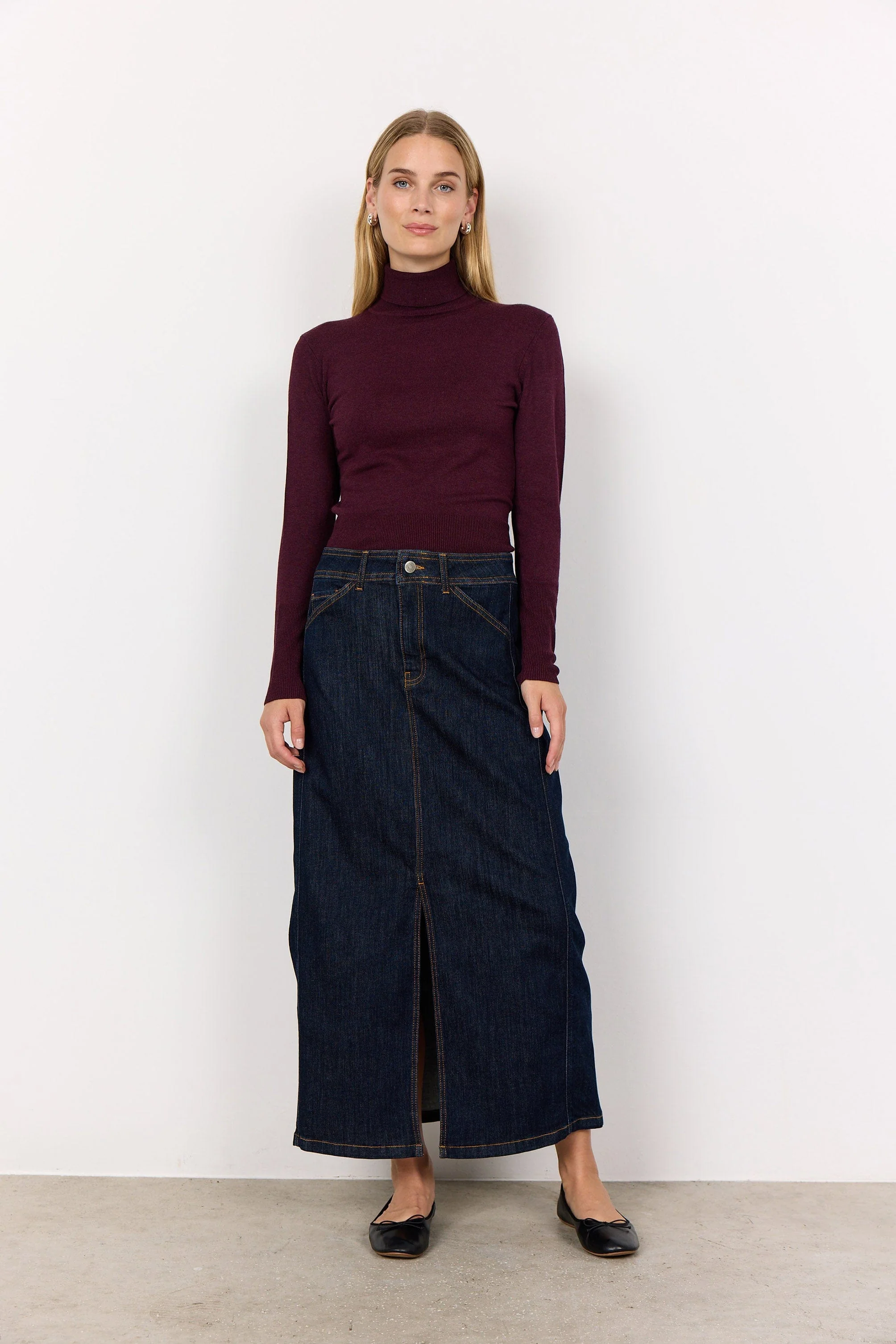 Dollie Roll Neck Jumper - Wine Melange - Image 2