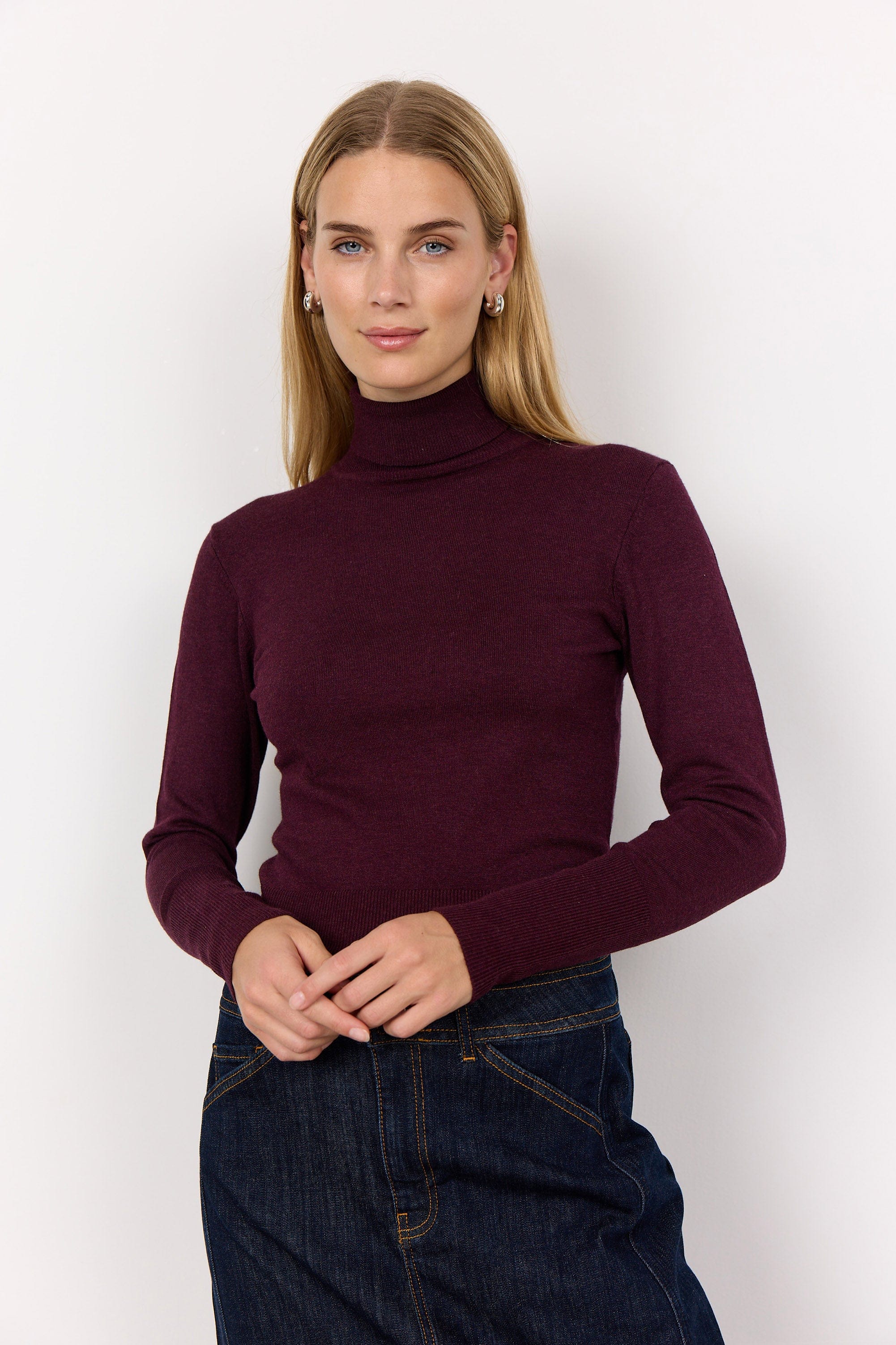 Dollie Roll Neck Jumper - Wine Melange - Image 4