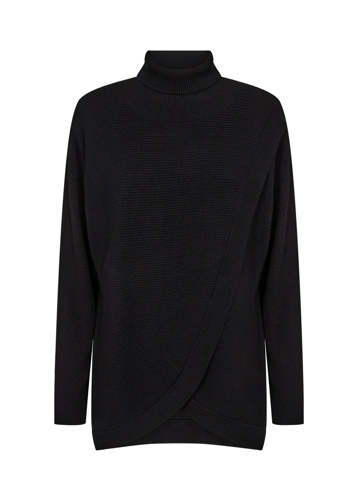 Dollie Wrap Effect Knitted Jumper - Black