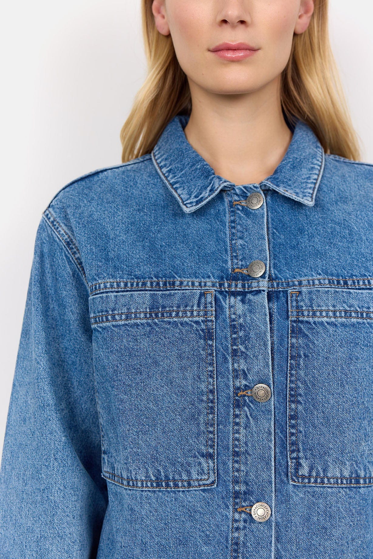 Dolores Denim Jacket - Medium Blue Denim - Image 3