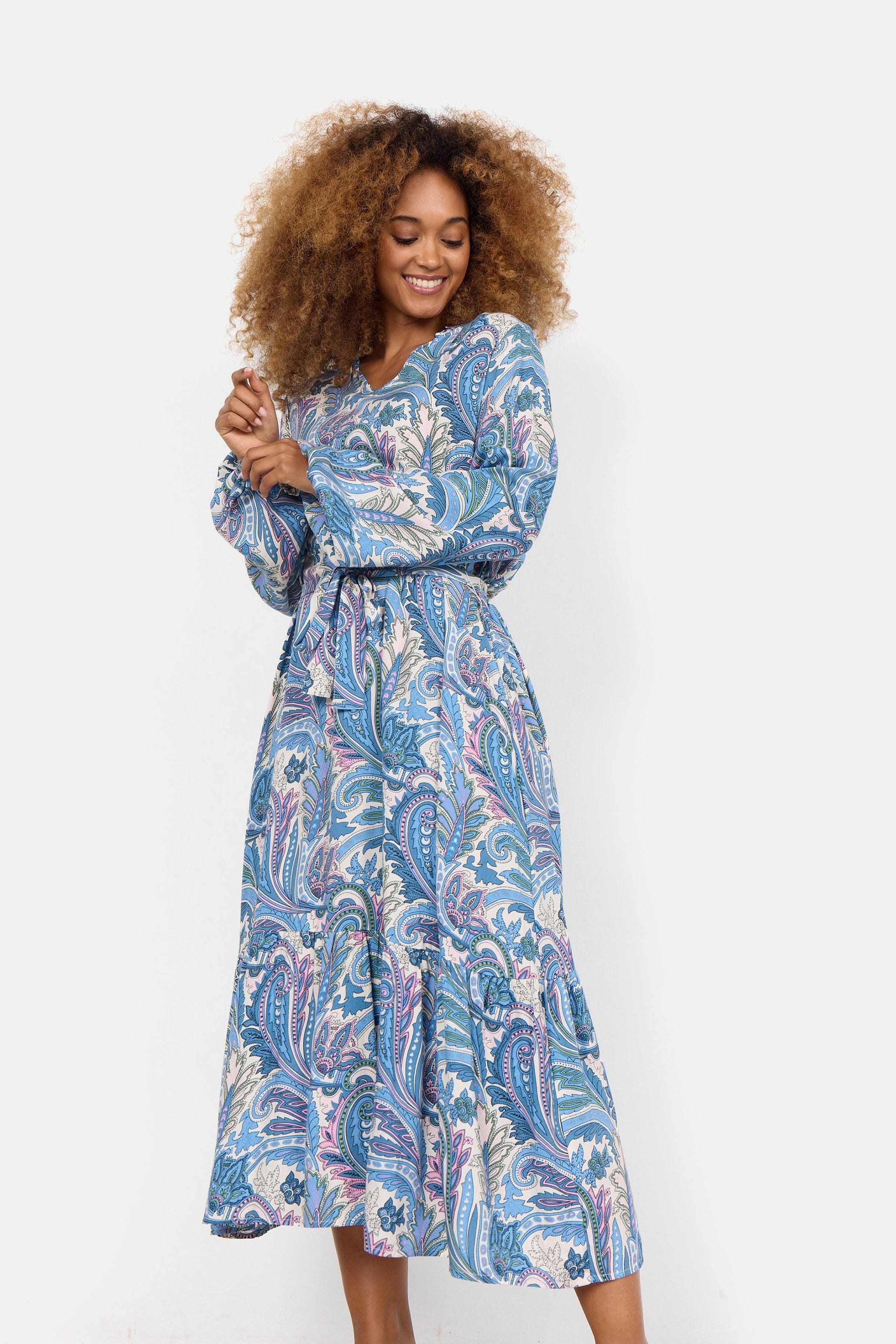 Donia Paisley Printed Maxi Dress - Crystal Blue Combi - Image 4
