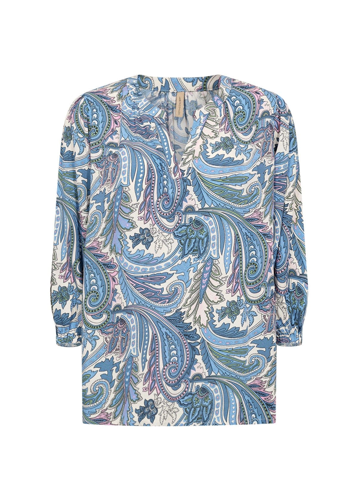 Donia Paisley Printed Top - Crystal Blue Combi