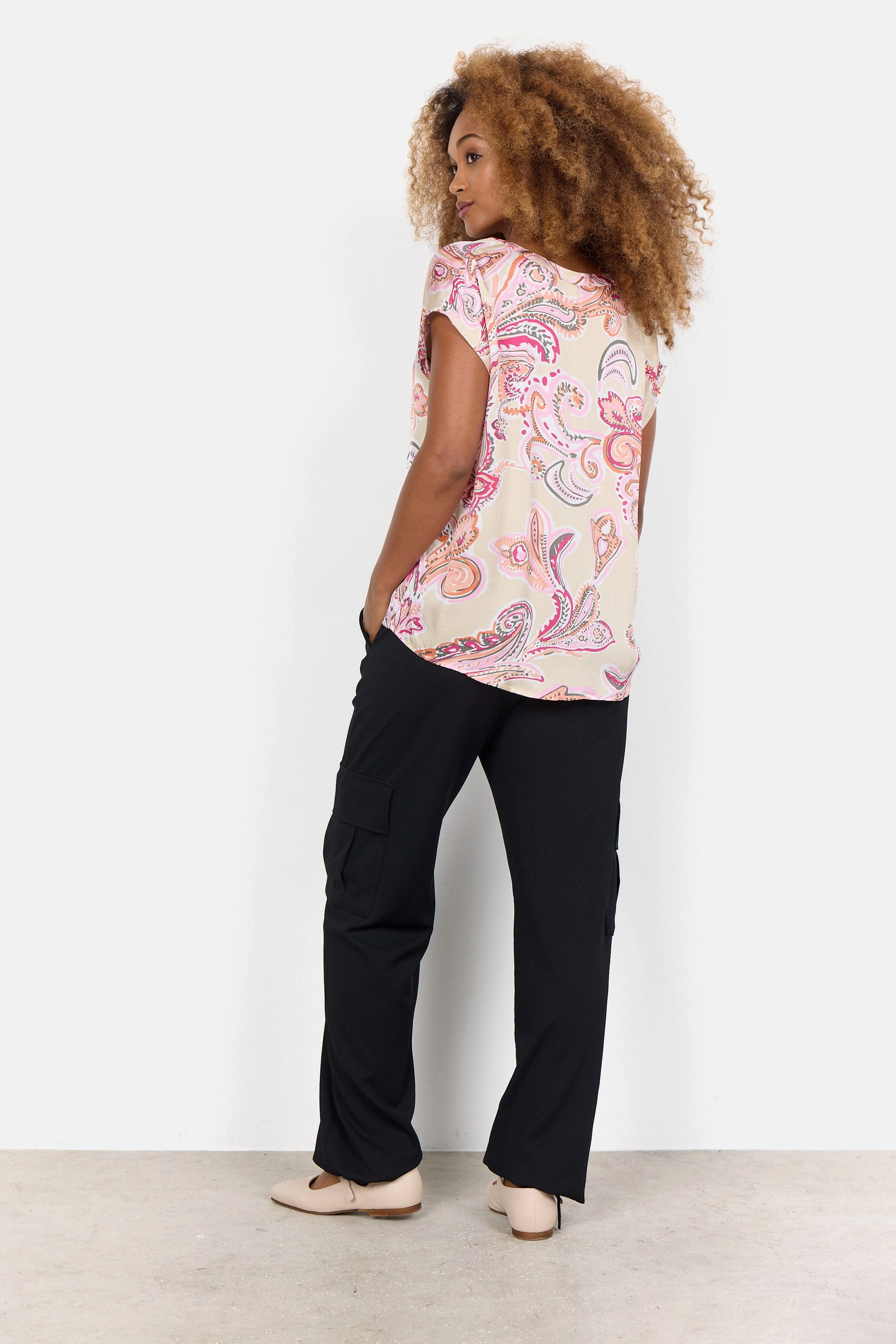 Dorina Paisley Print Top - Pink Combi - Image 4