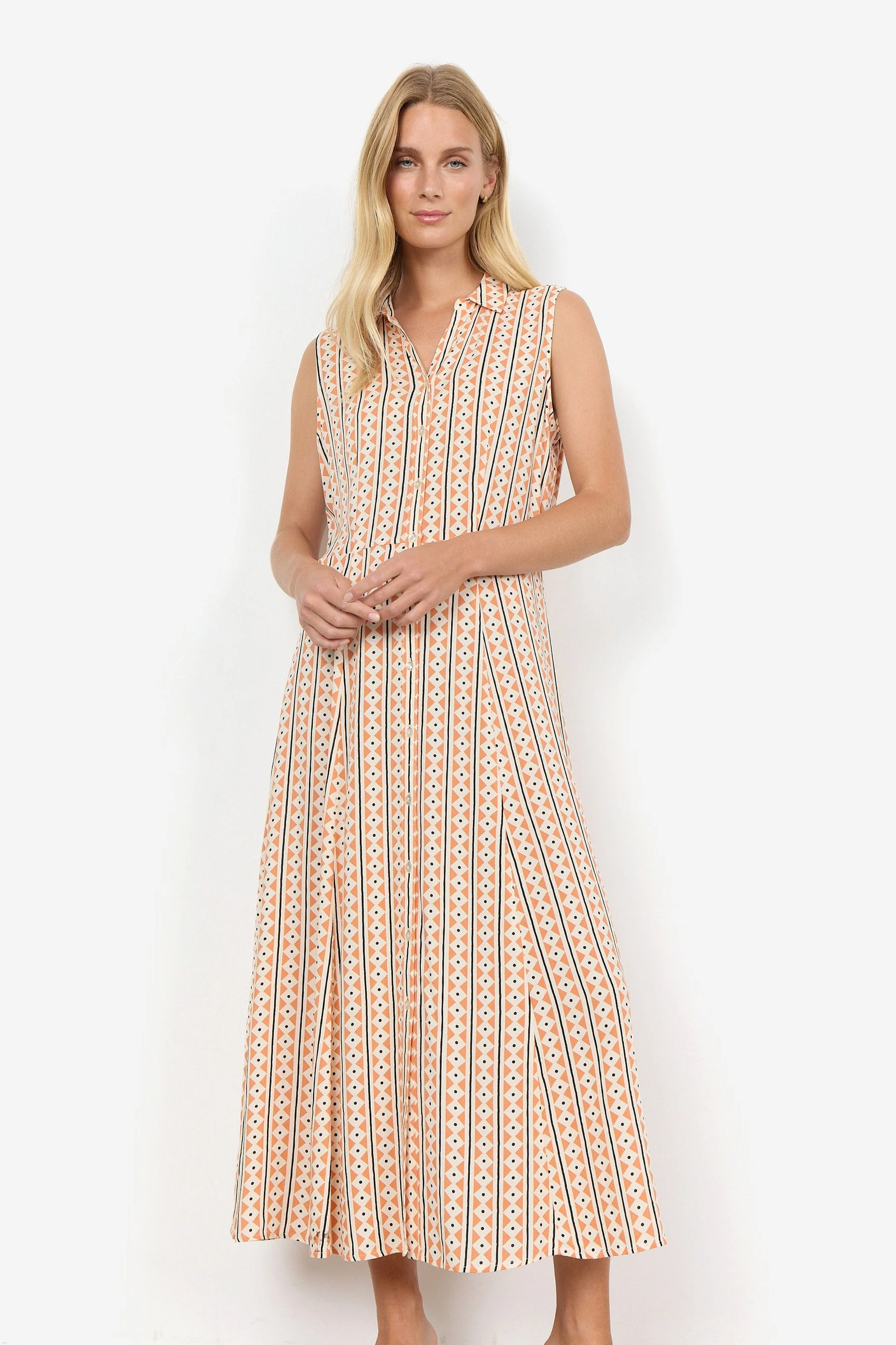 Elsia Shirt Midi Dress - Papaya Combi - Image 2
