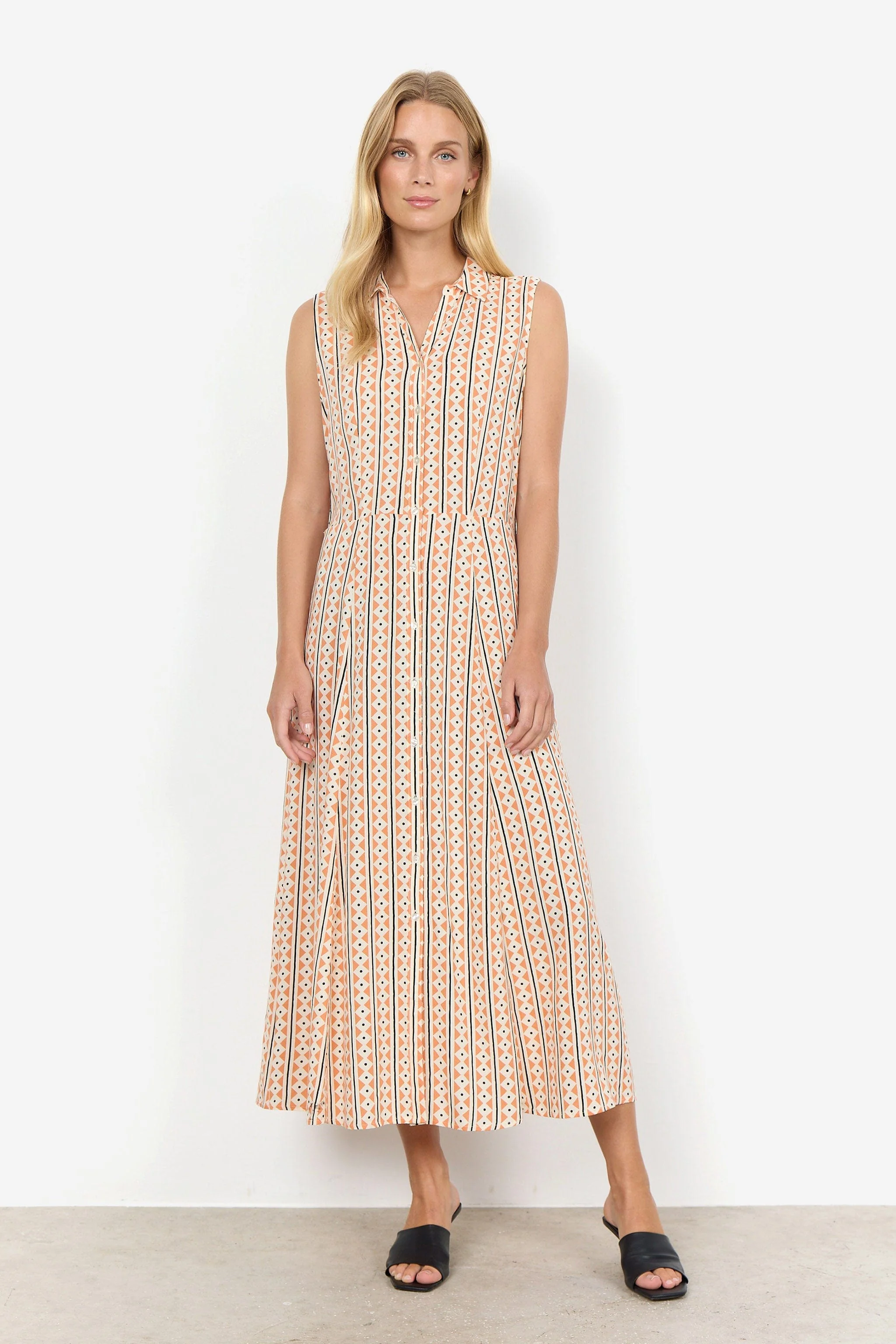 Elsia Shirt Midi Dress - Papaya Combi - Image 3