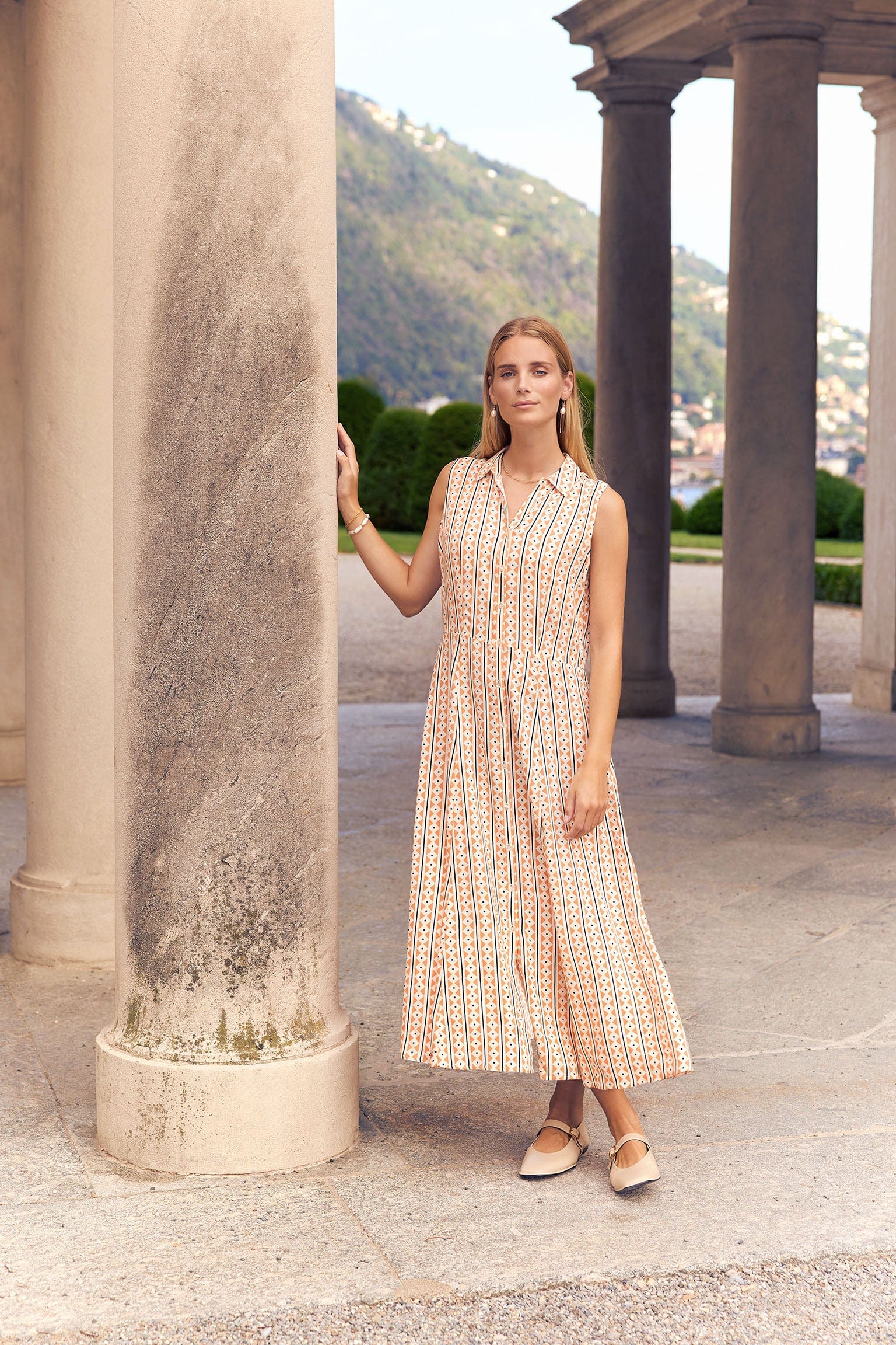 Elsia Shirt Midi Dress - Papaya Combi - Image 5