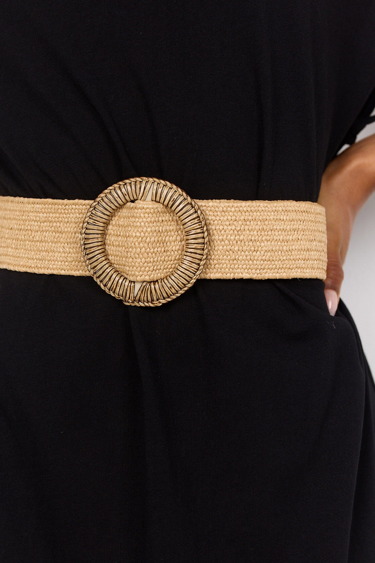 Elvisa Woven Elasticated Belt - Sand - Image 4