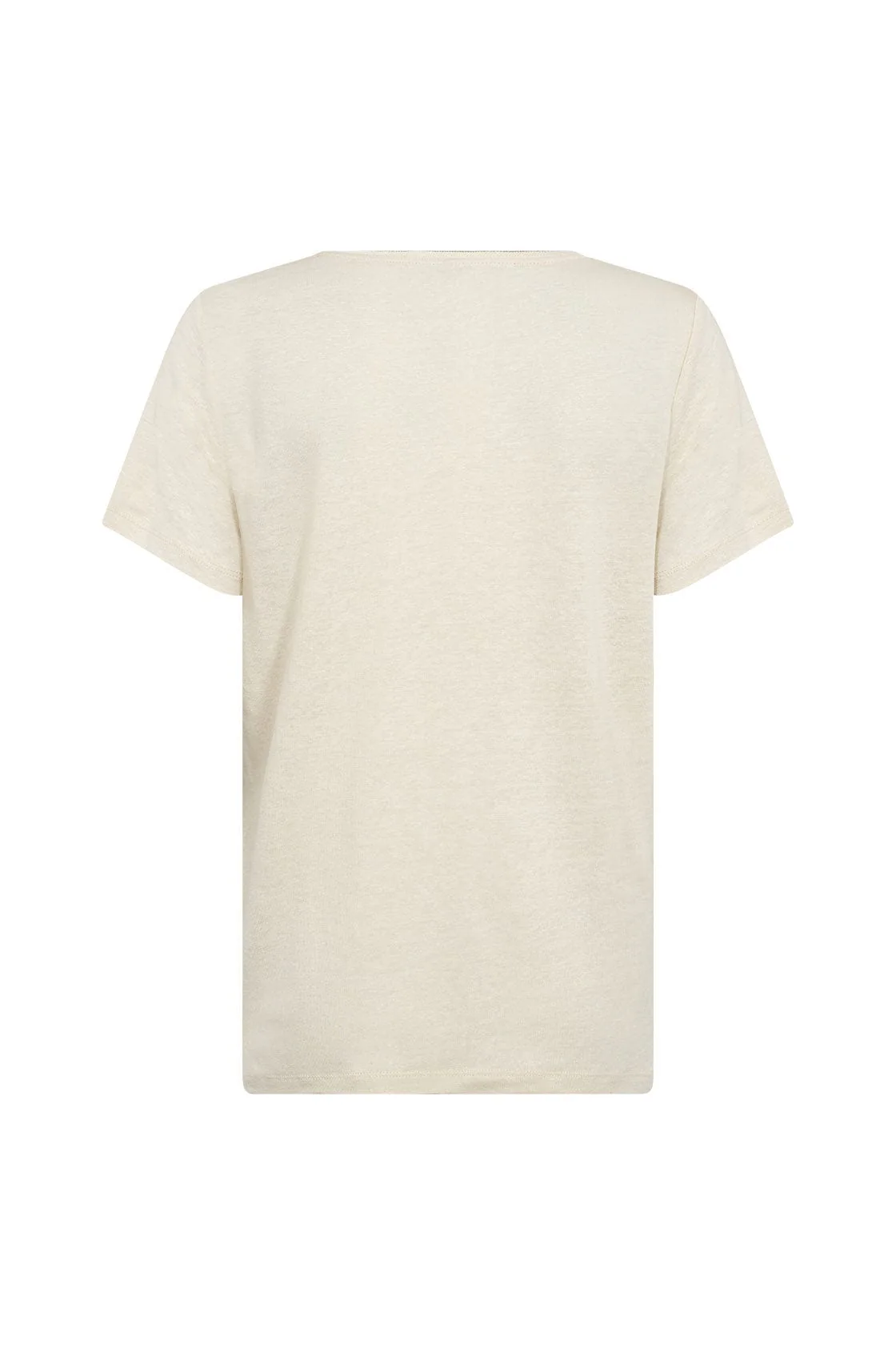 Emel Plain Linen Blend Short Sleeve T-Shirt - Sand - Image 2