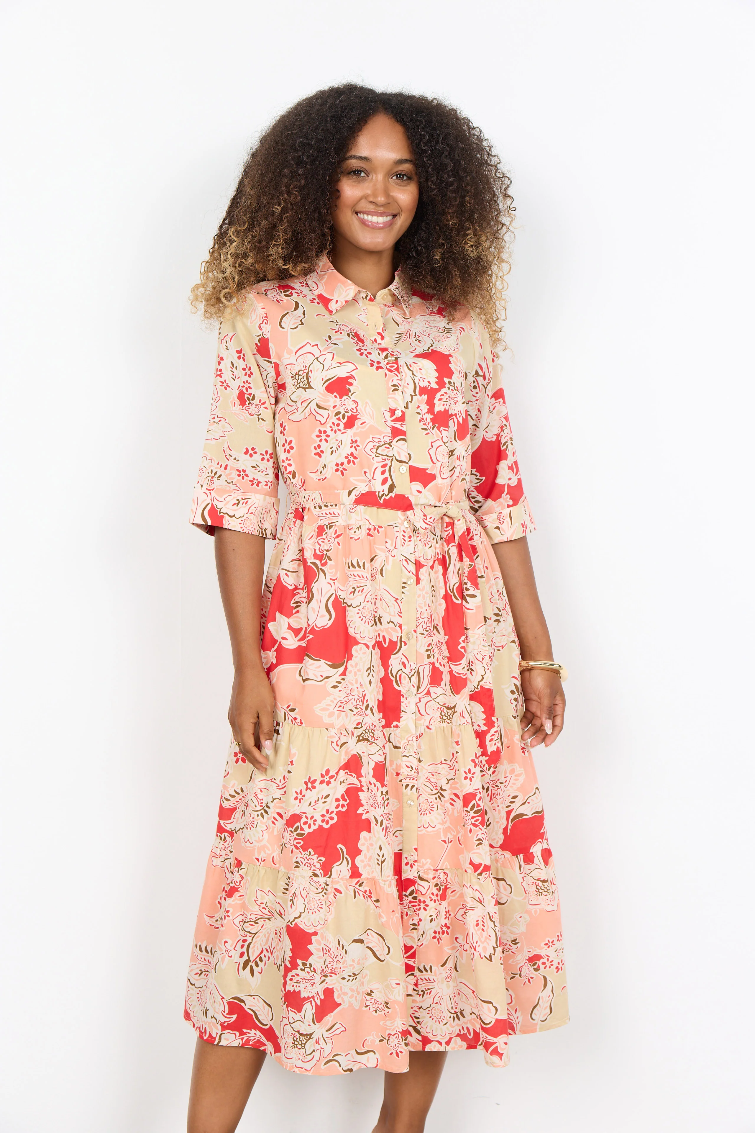 Faldine Midi Shirt Dress - Bittersweet Combi - Image 2