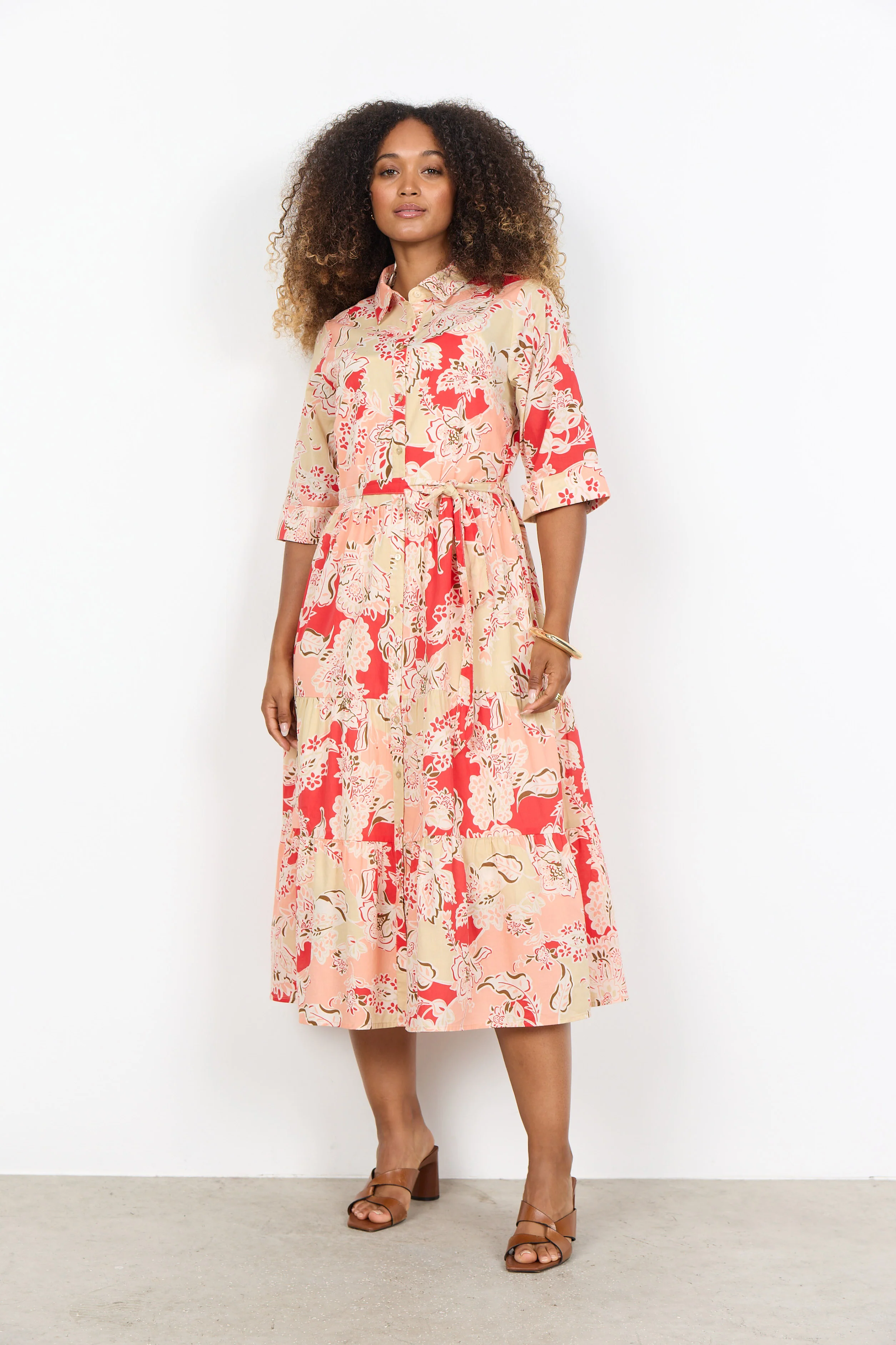 Faldine Midi Shirt Dress - Bittersweet Combi - Image 3