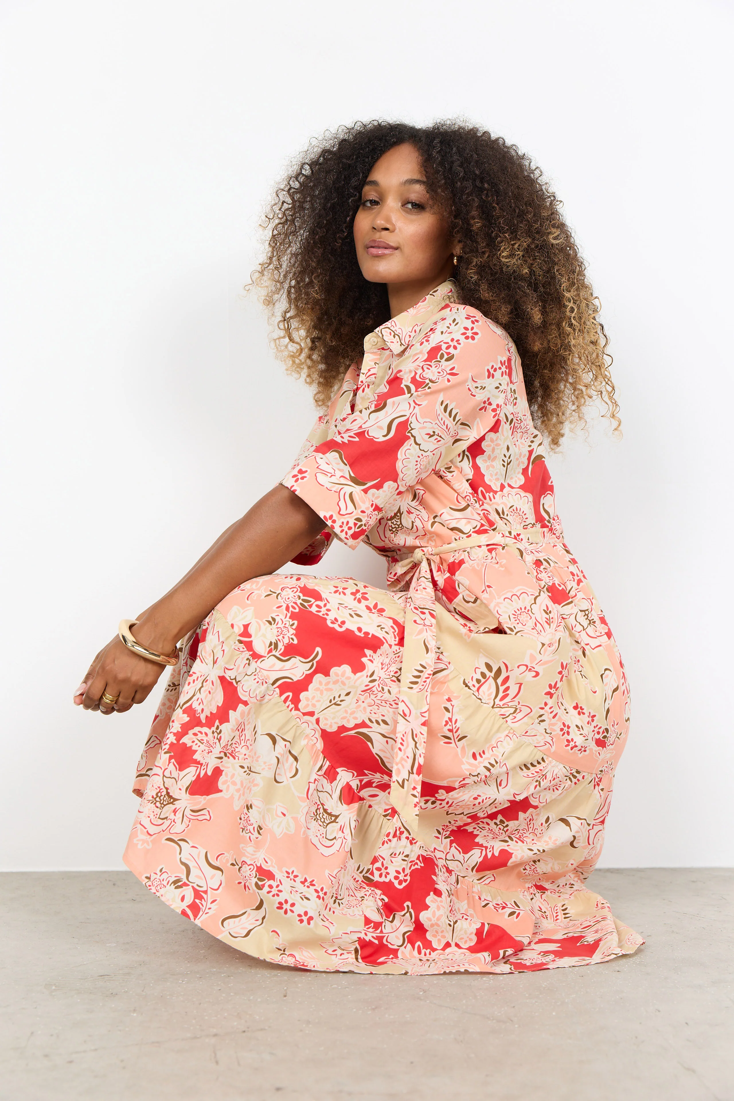Faldine Midi Shirt Dress - Bittersweet Combi - Image 5