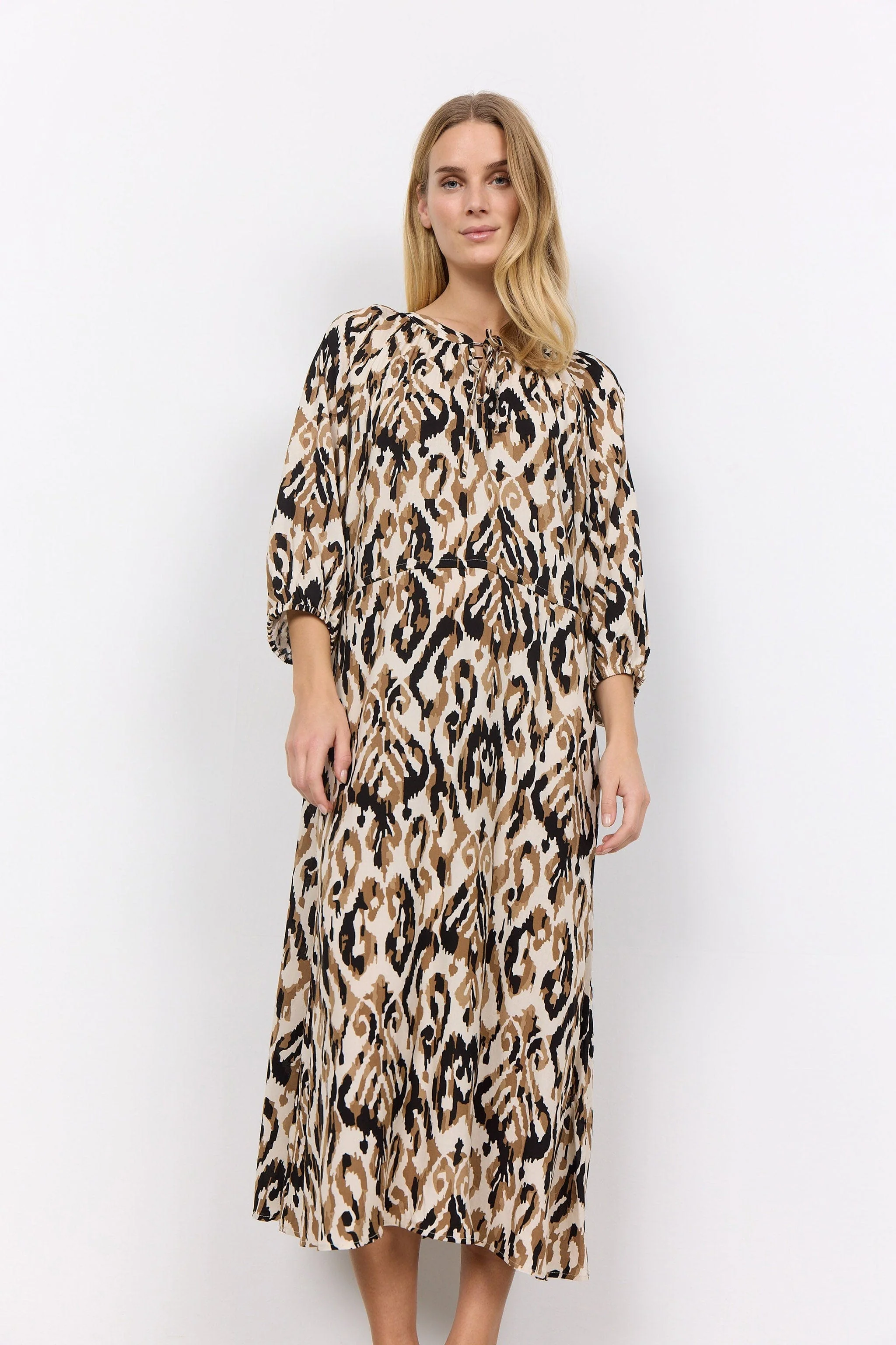 Fang Printed Midi Dress - Desert Brown Combi - Image 2