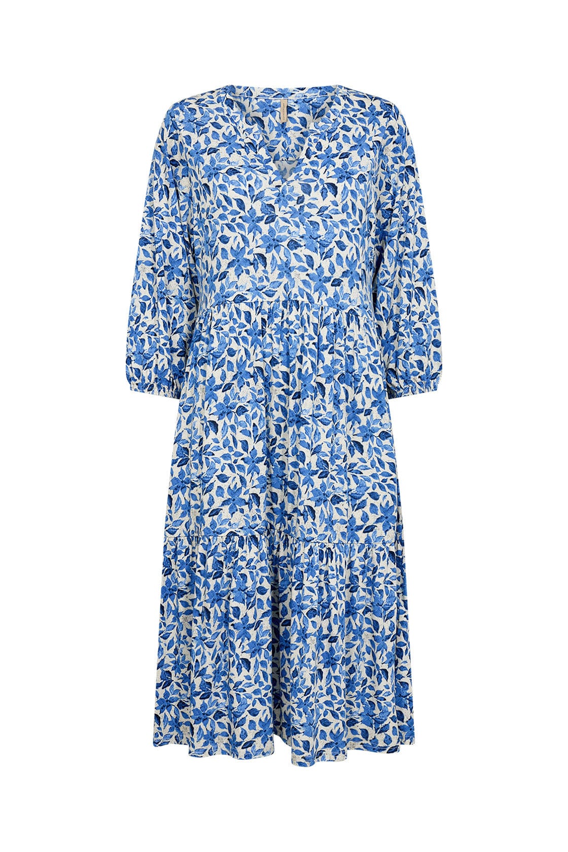 Felicity Floral Printed Midi Dress - Bright Blue Combi