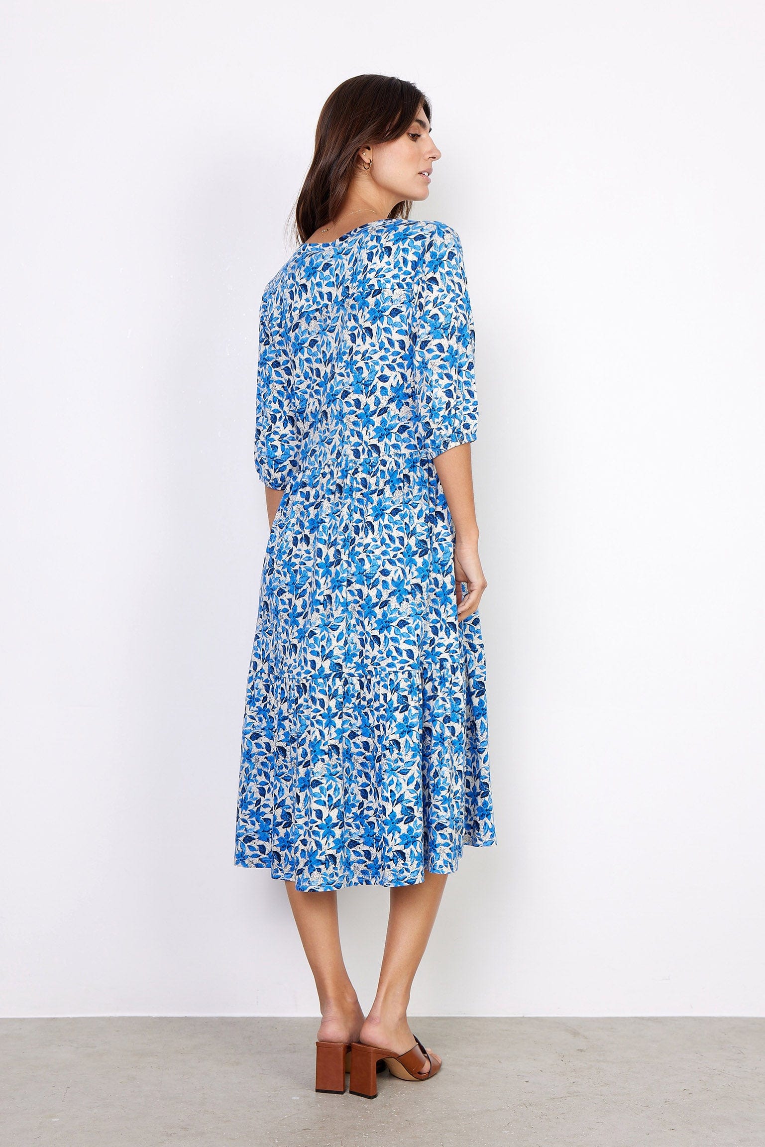 Felicity Floral Printed Midi Dress - Bright Blue Combi - Image 3