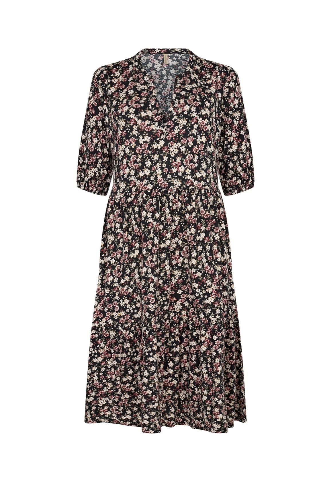 Felicity Knee Length Dress - Wine Combi