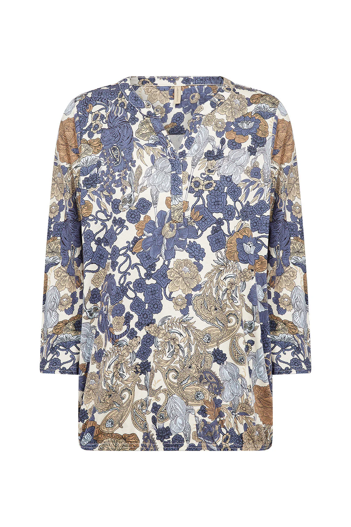 Felicity Printed 3/4 Sleeve Top - Navy Combi