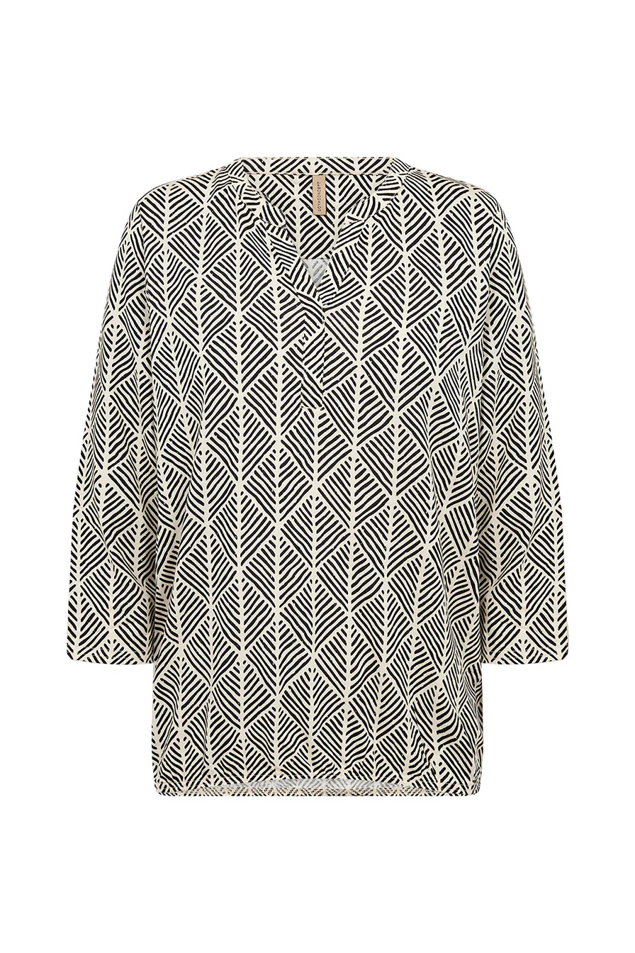 Felicity Printed Jersey Top - Black Combi