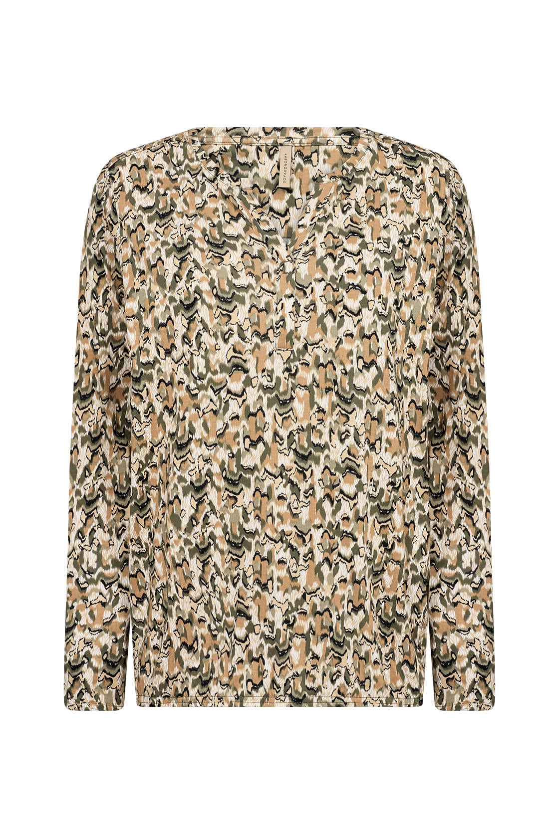 Felicity Printed Jersey Top - Dark Olive Combi