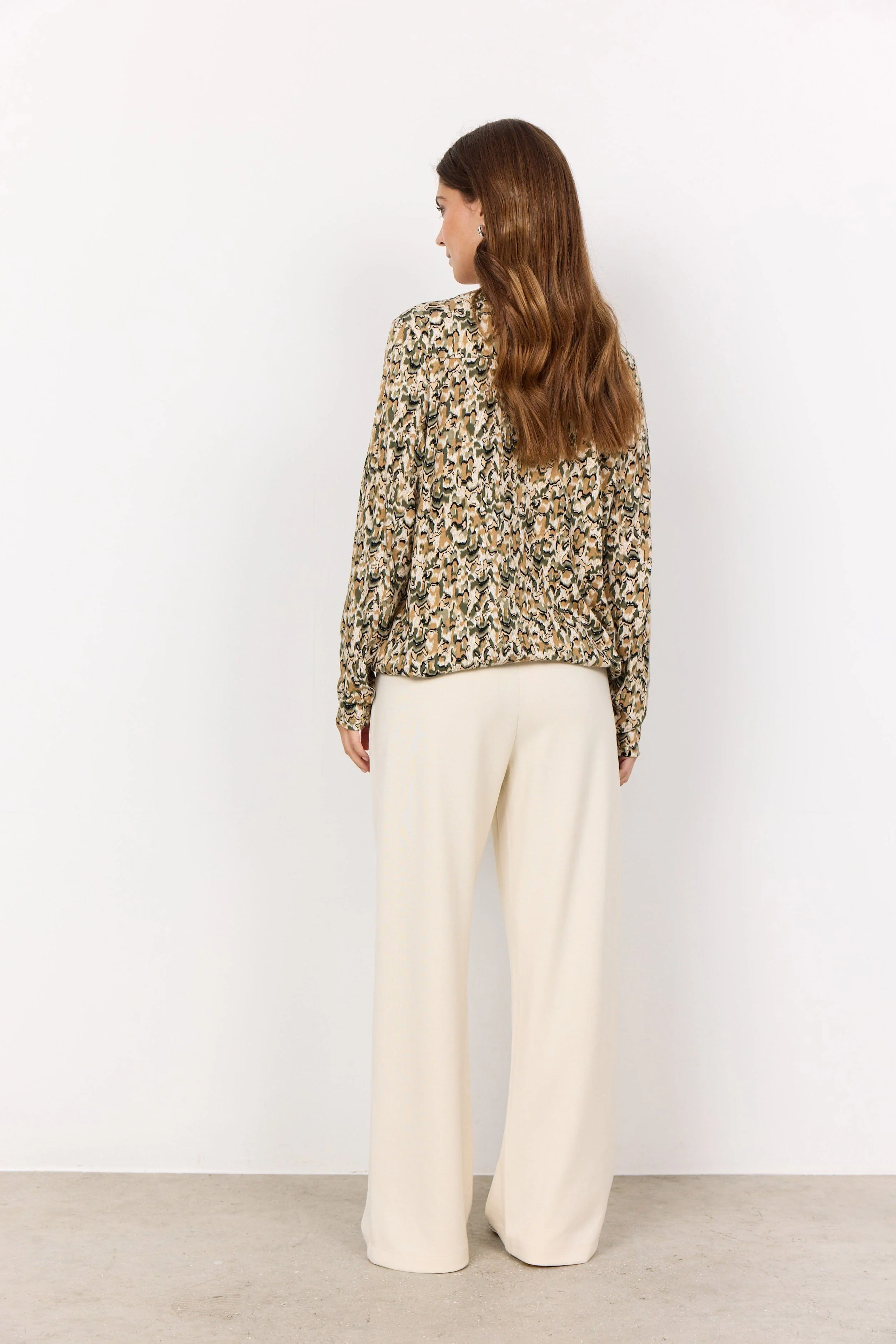 Felicity Printed Jersey Top - Dark Olive Combi - Image 4