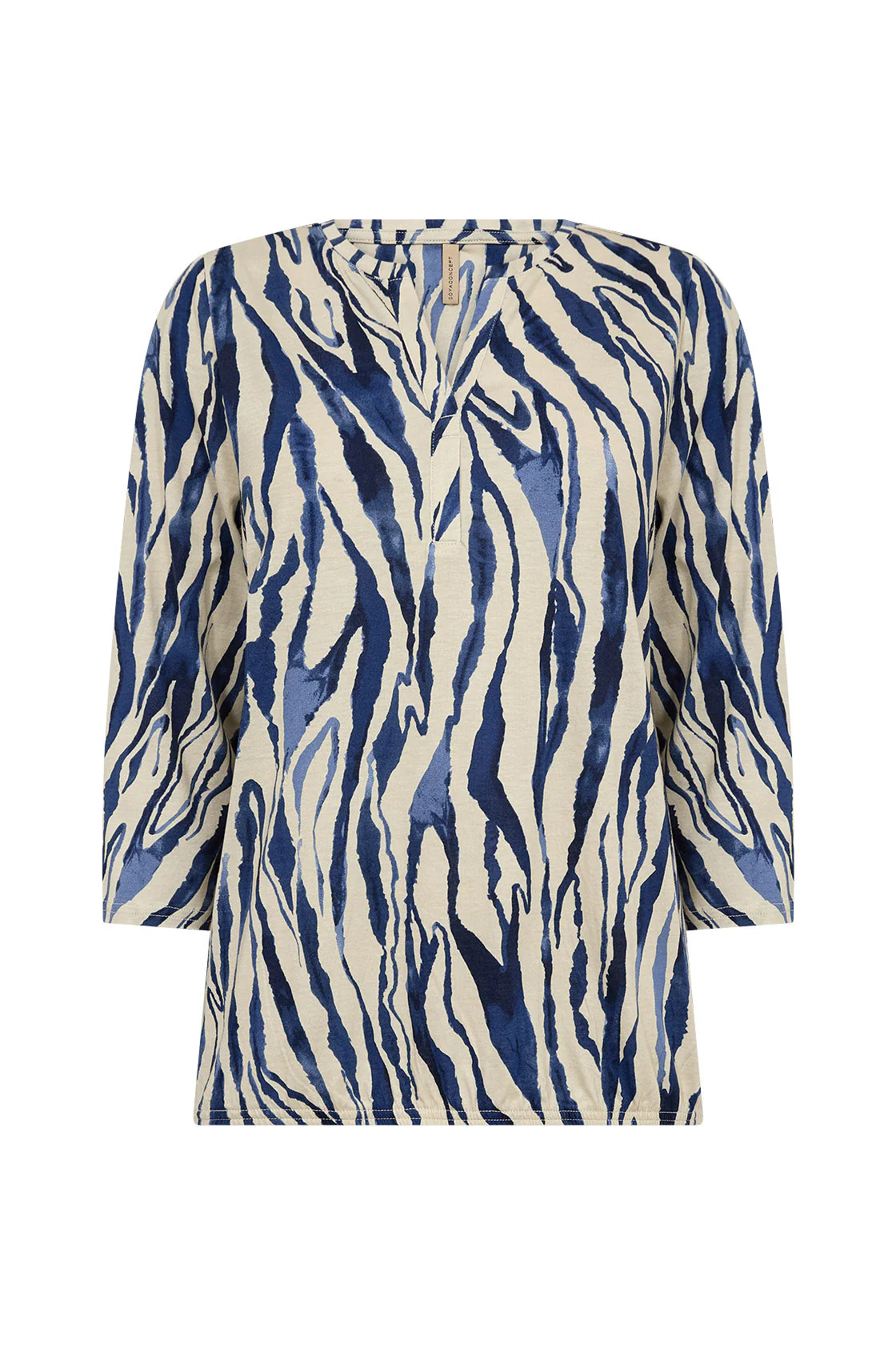 Felicity Printed Jersey Top - Estate Blue Combi